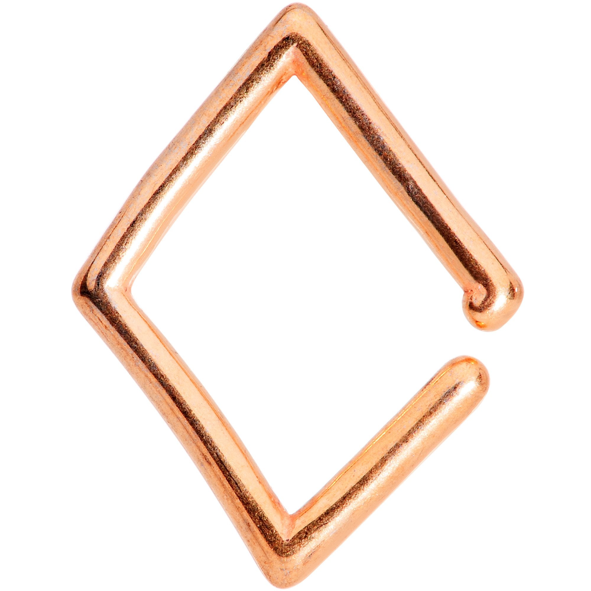 16G 3/8 Rose Gold Tone Rhombus Closure Ring