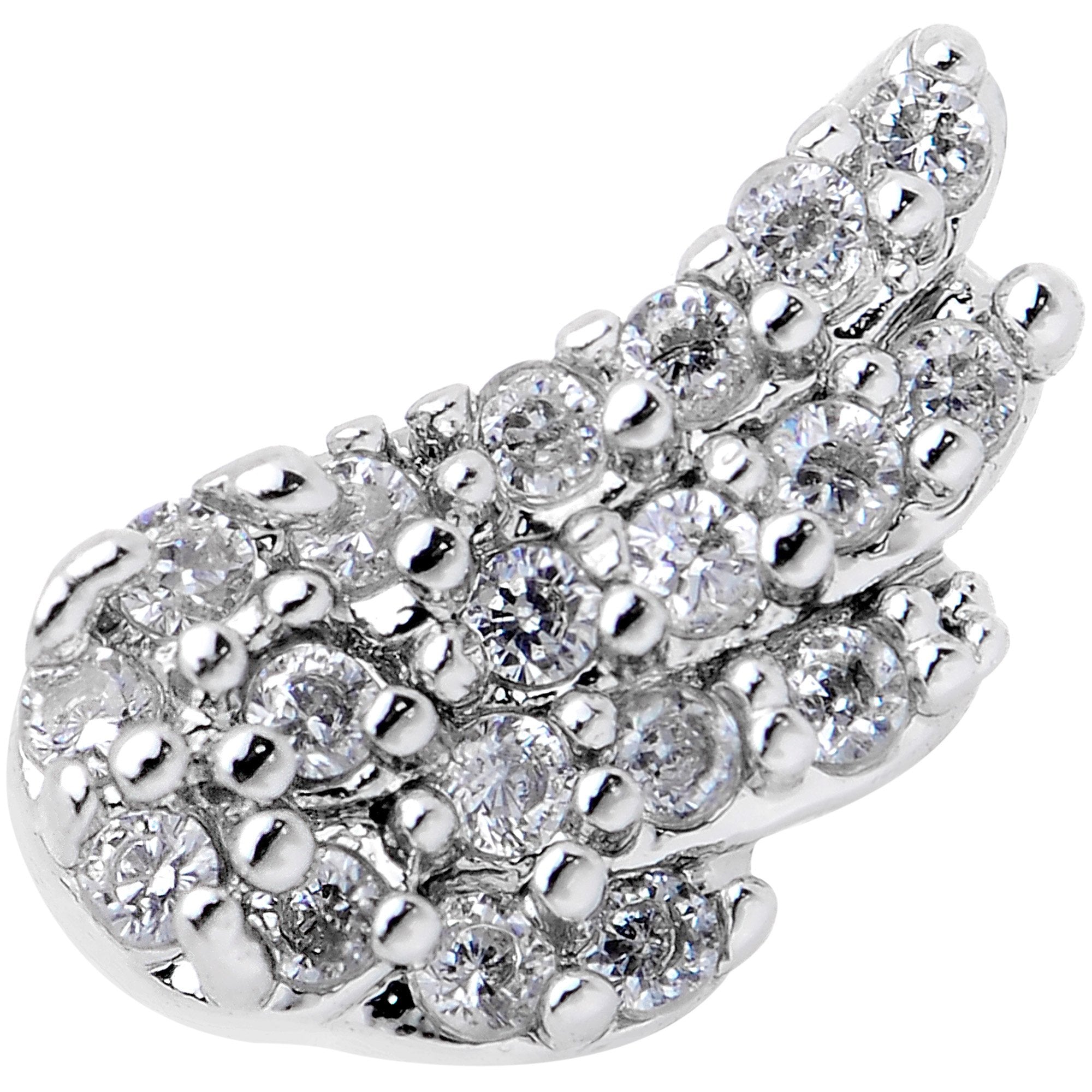 16G 5/16 Clear CZ Gem Angels Wing Labret Monroe Tragus