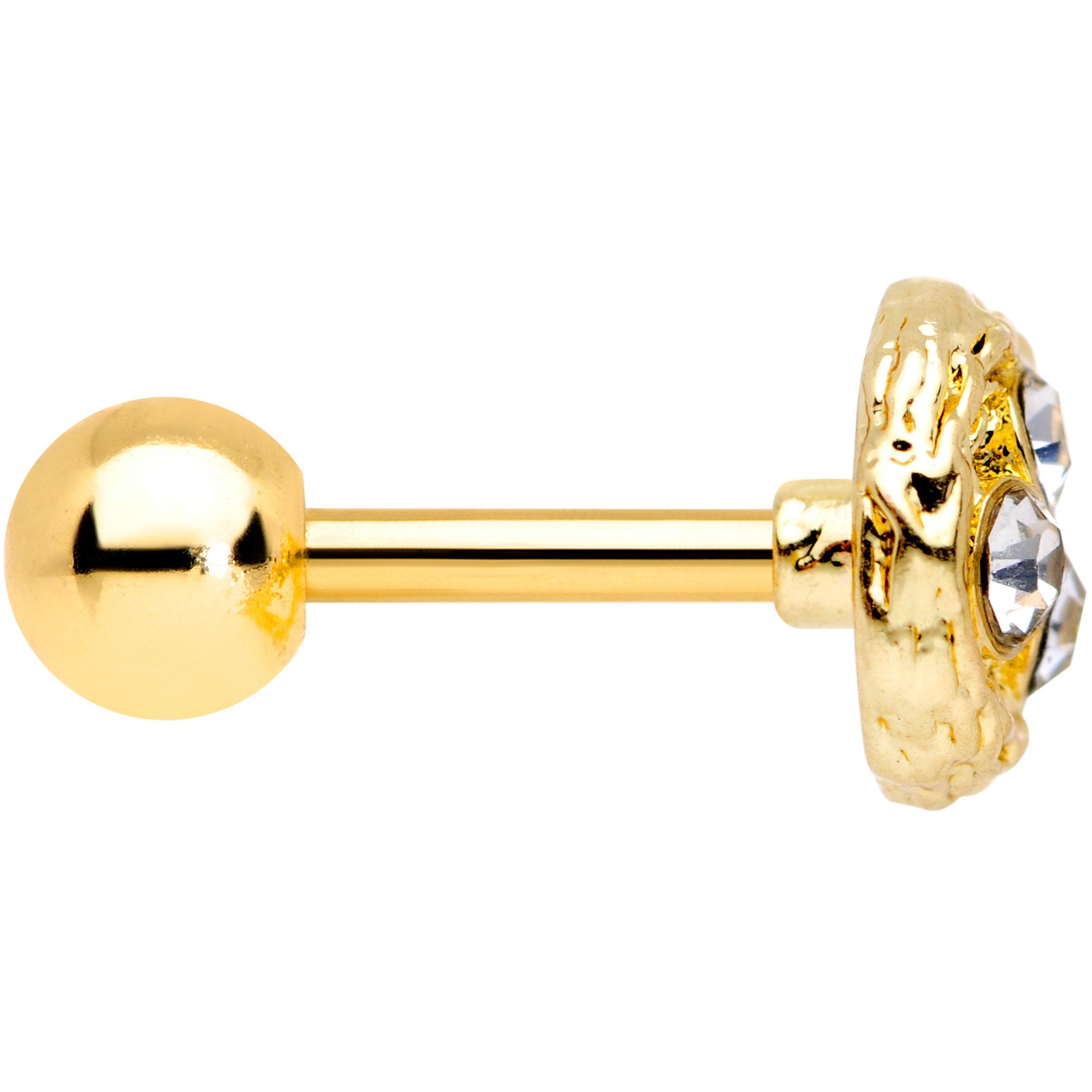 16G 1/4 Clear Gem Gold Tone Birds Nest Cartilage Tragus Earring