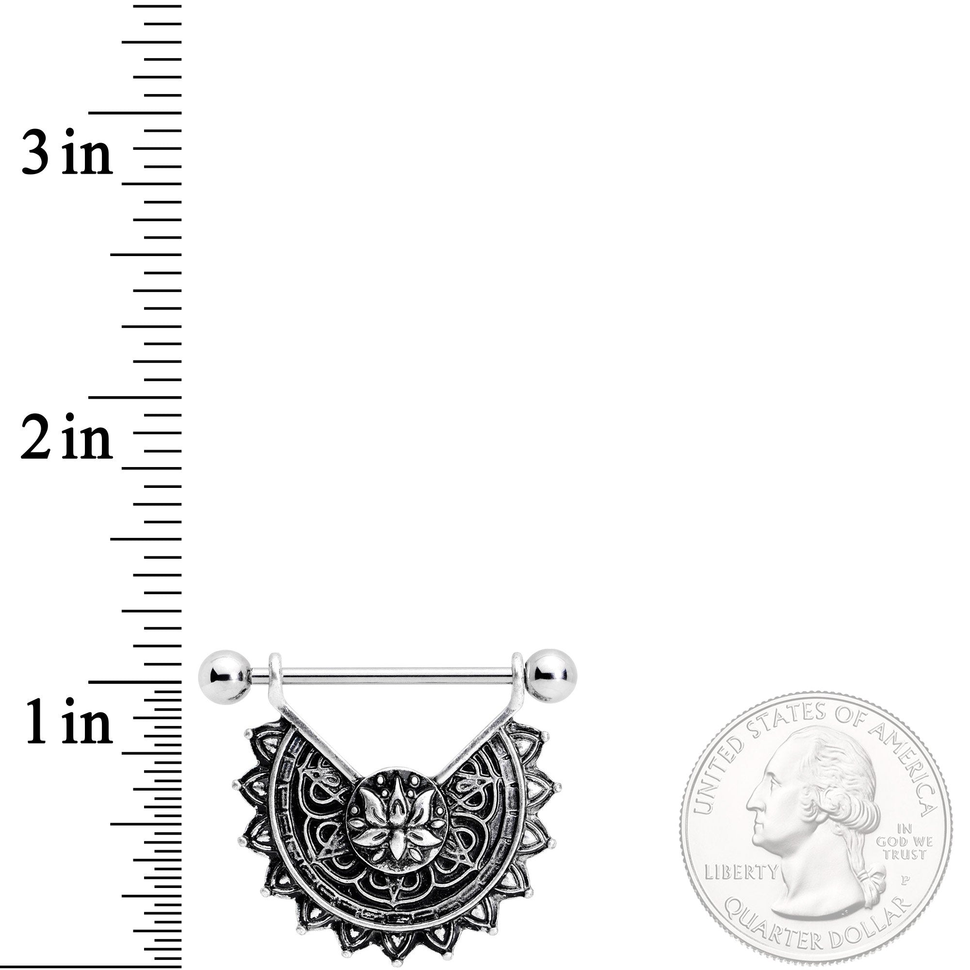 14G 9/16 Drama Lotus Flower Mandala Dangle Nipple Ring Set