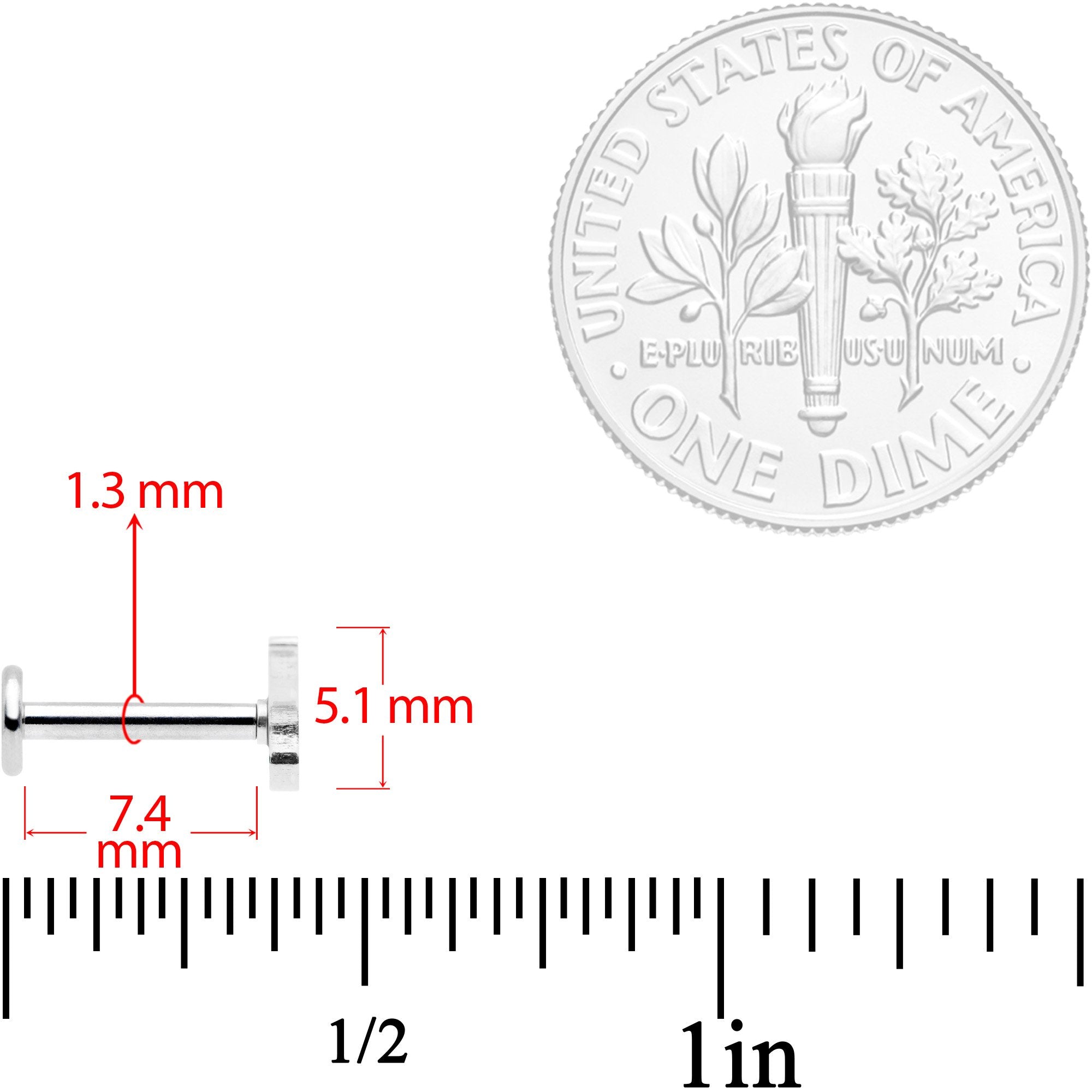 16G 5/16 Cat Internally Threaded Labret Tragus