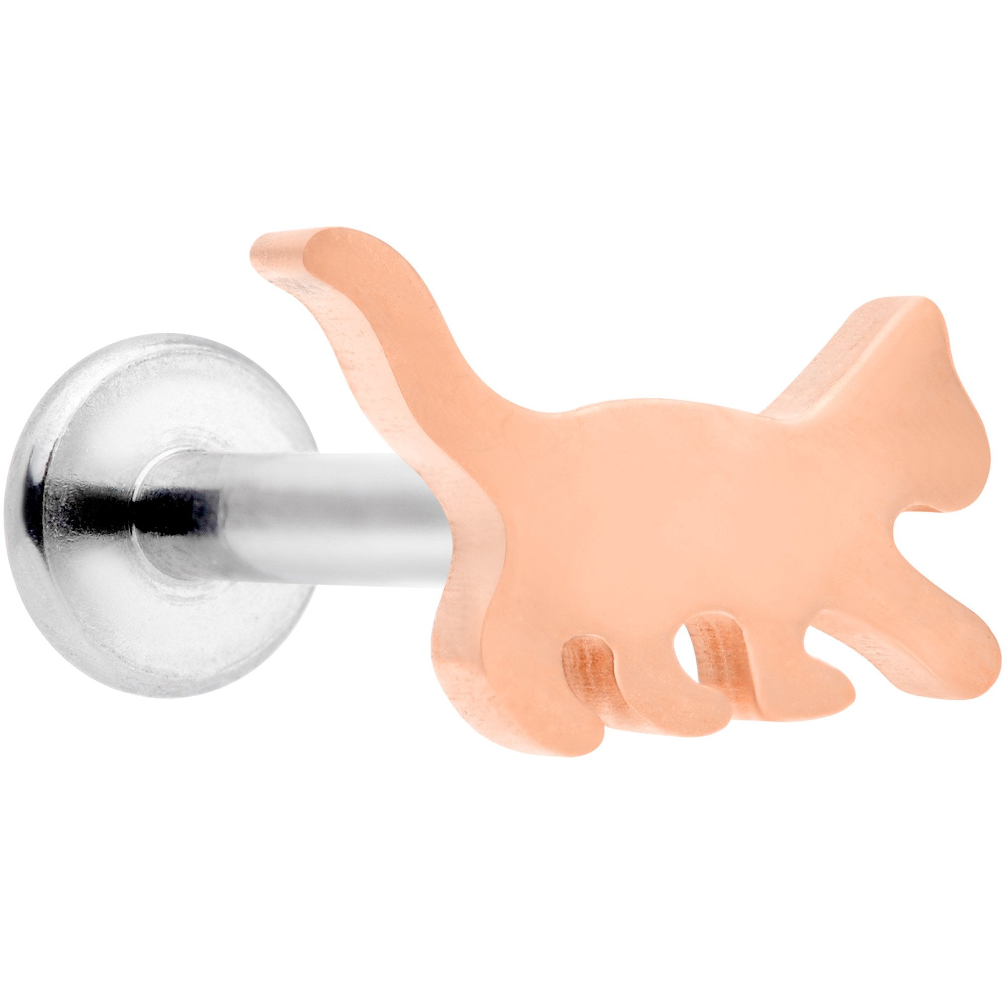 16G 5/16 Rose Gold Tone Cat Internally Threaded Labret Tragus