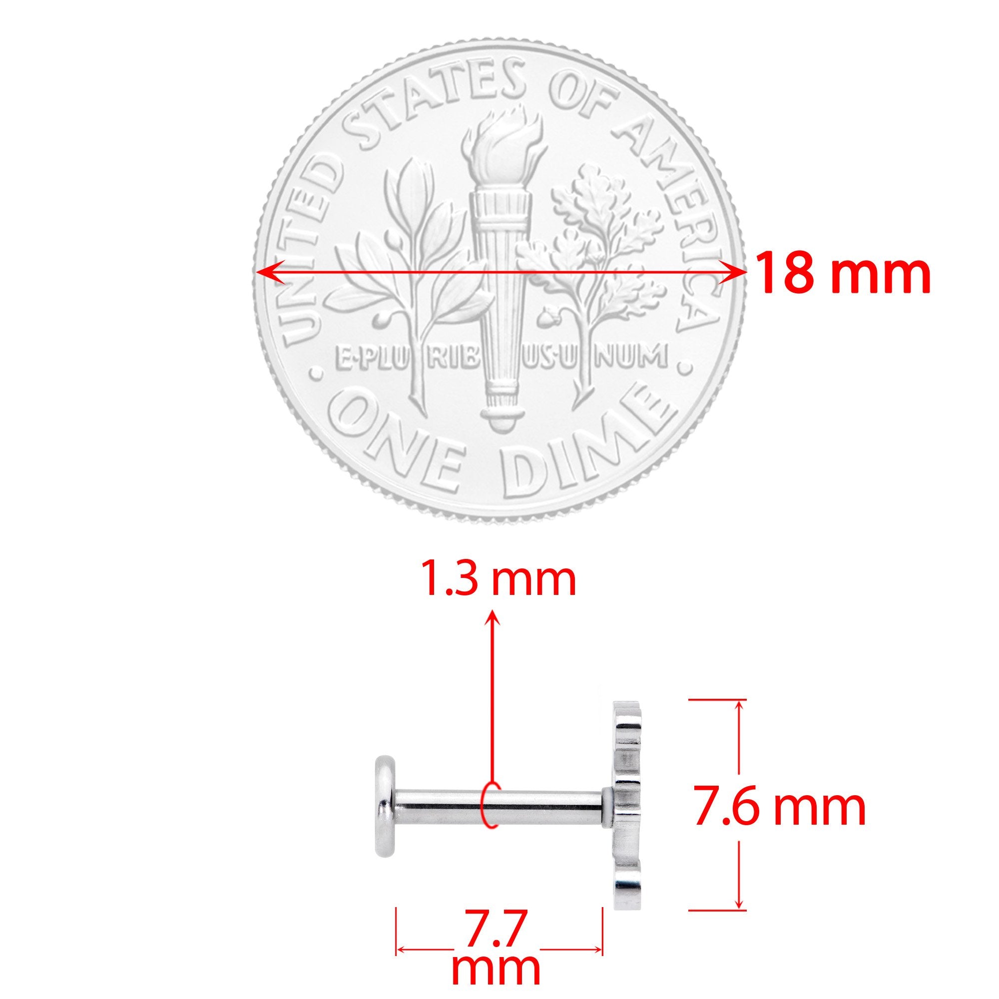 16G 5/16 Fantastic Dragon Internally Threaded Labret Tragus
