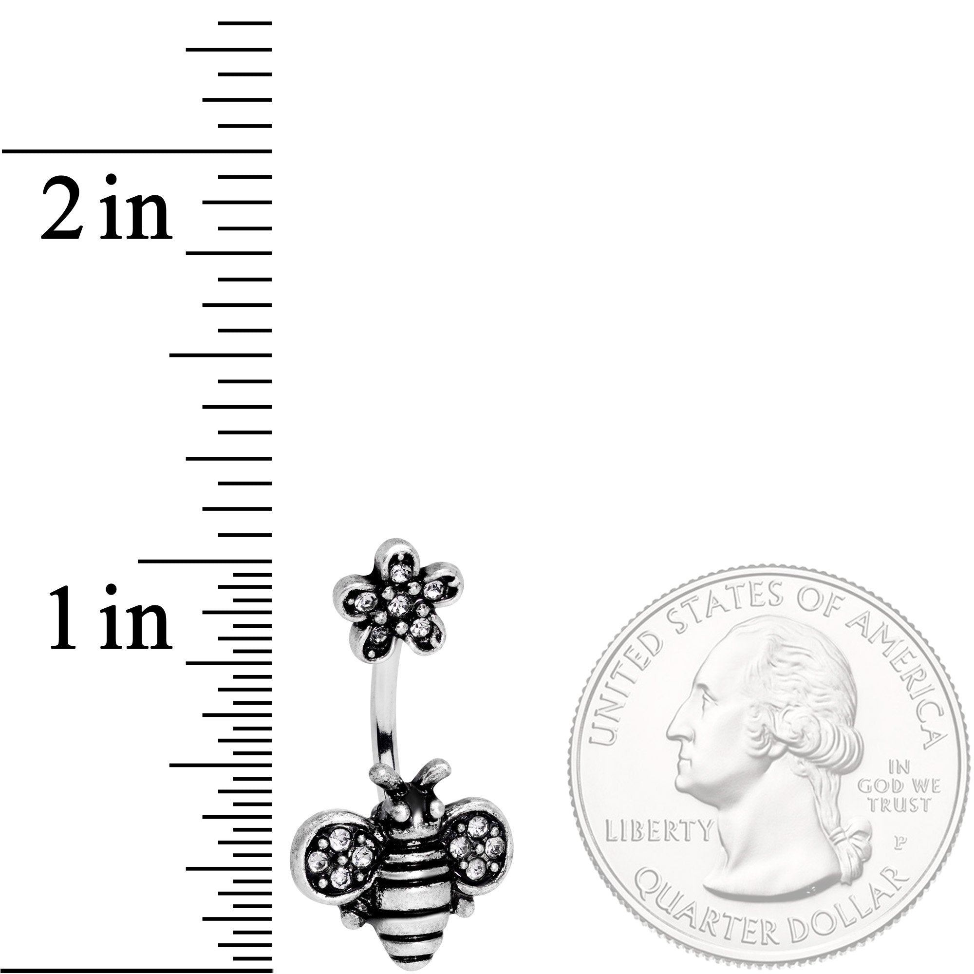 Clear Gem Bumble Bee Blossom Flower Double Mount Belly Ring