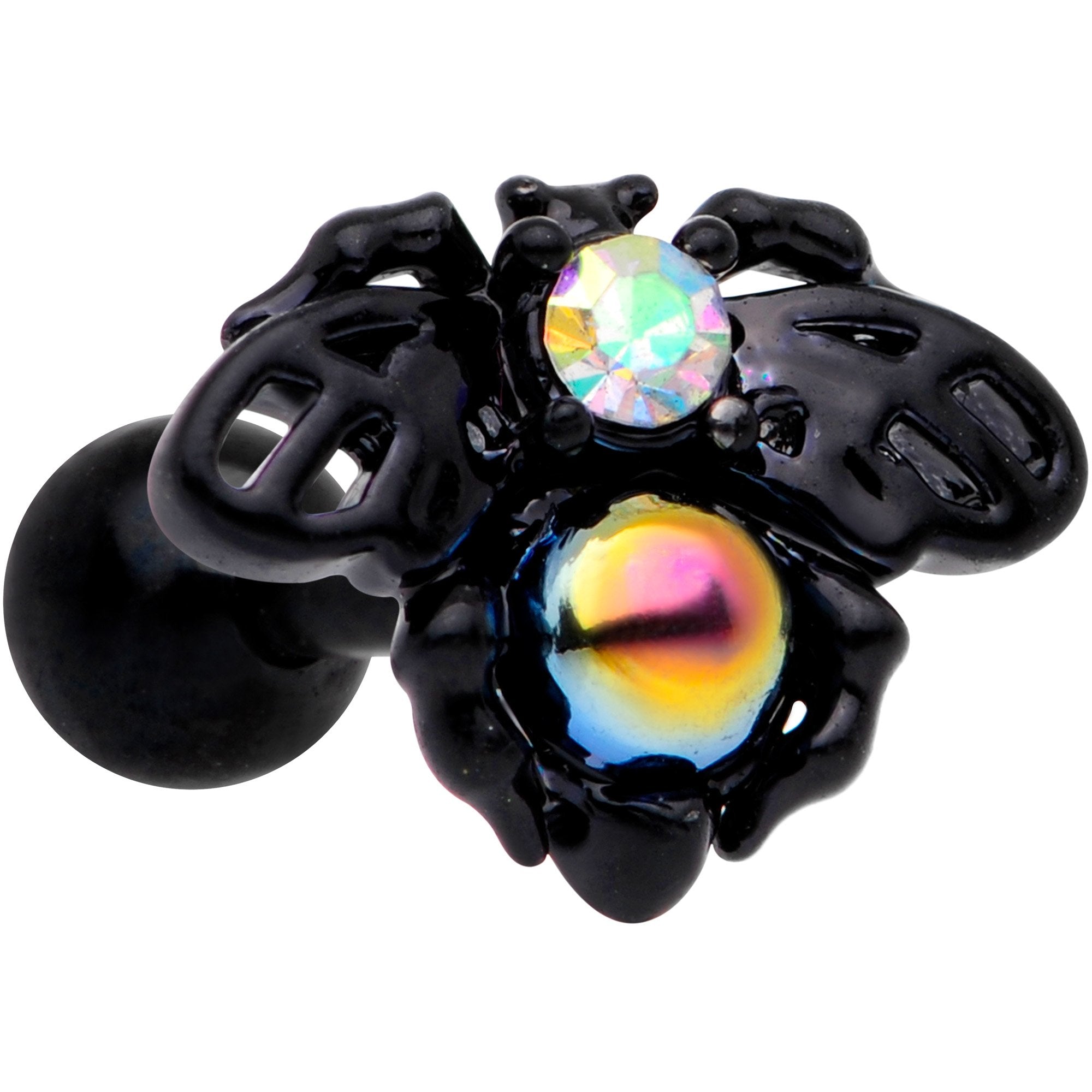 16G 1/4 Aurora Gem Black Busy Bee Cartilage Tragus Earring