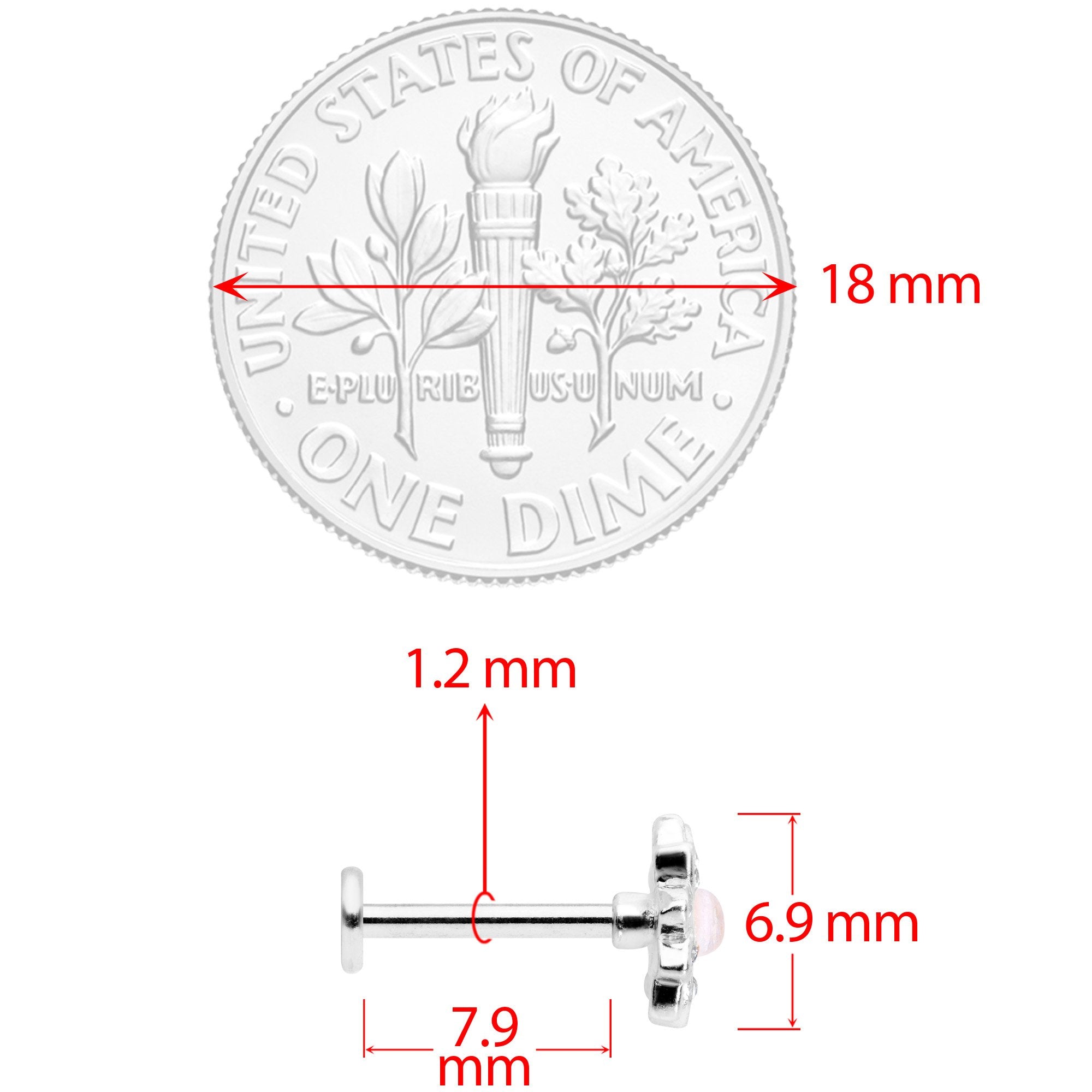 16G 5/16 White Faux Opal Flower Labret Set of 3