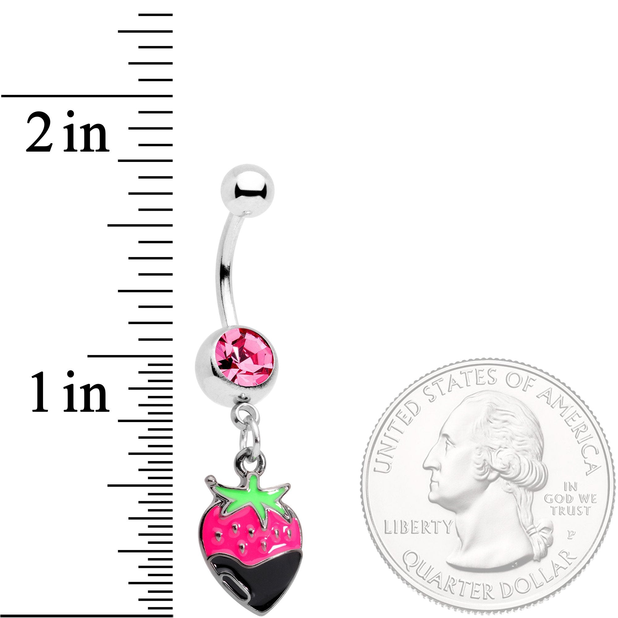 Pink Gem Yummy Chocolate Strawberry Dangle Belly Ring
