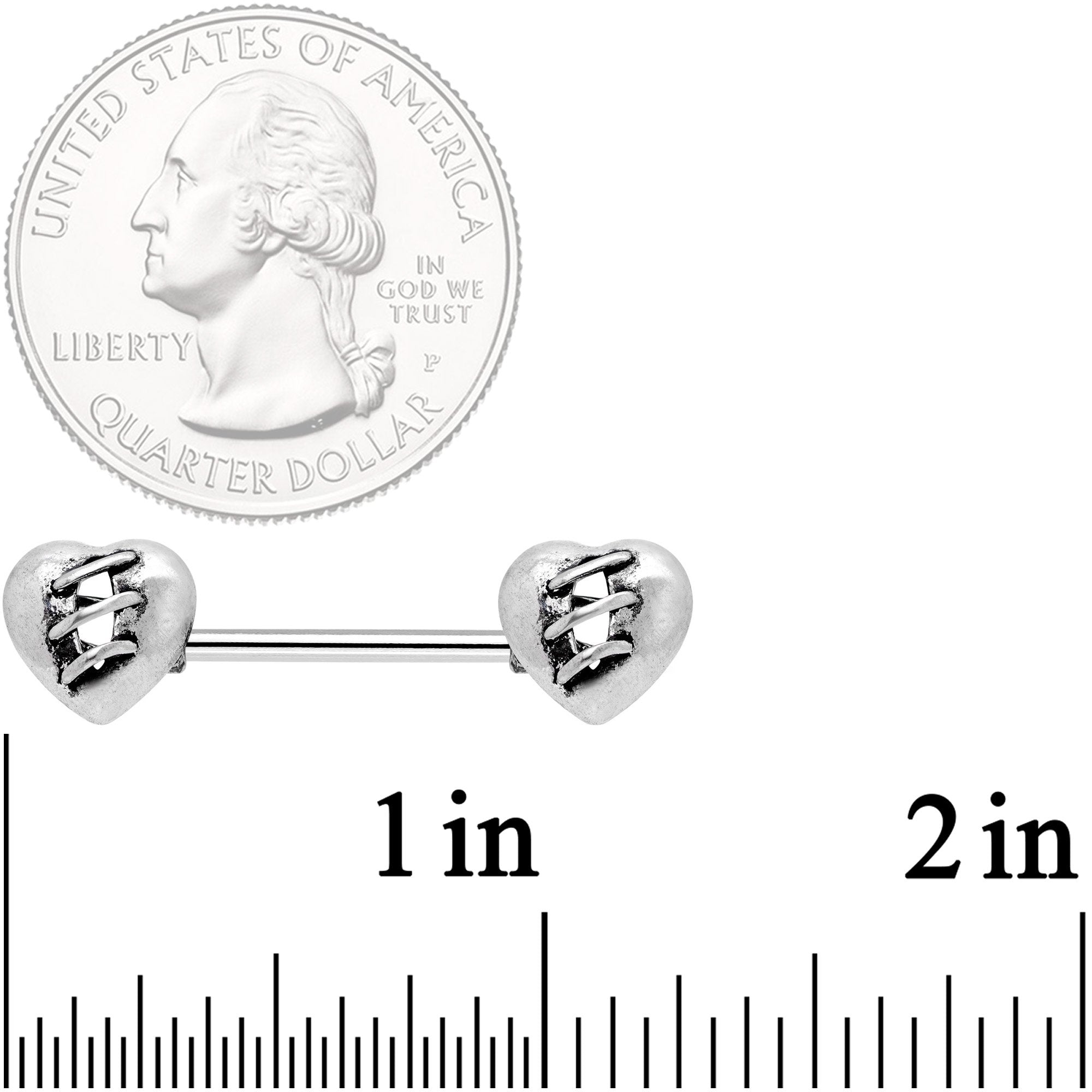 14G 9/16 Heal My Heart Barbell Nipple Rings