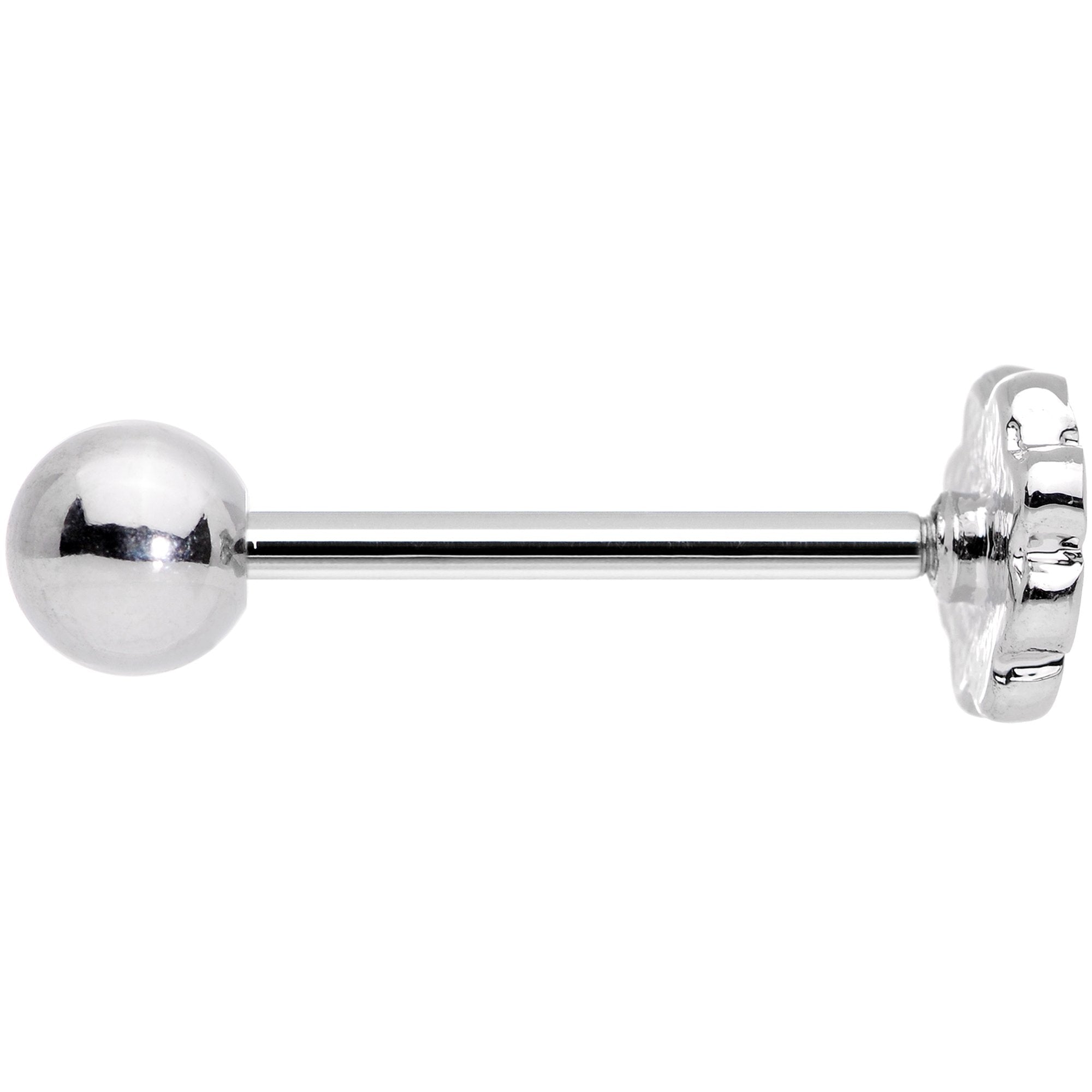 White Pink Sweet Springtime Easter Flower Barbell Tongue Ring