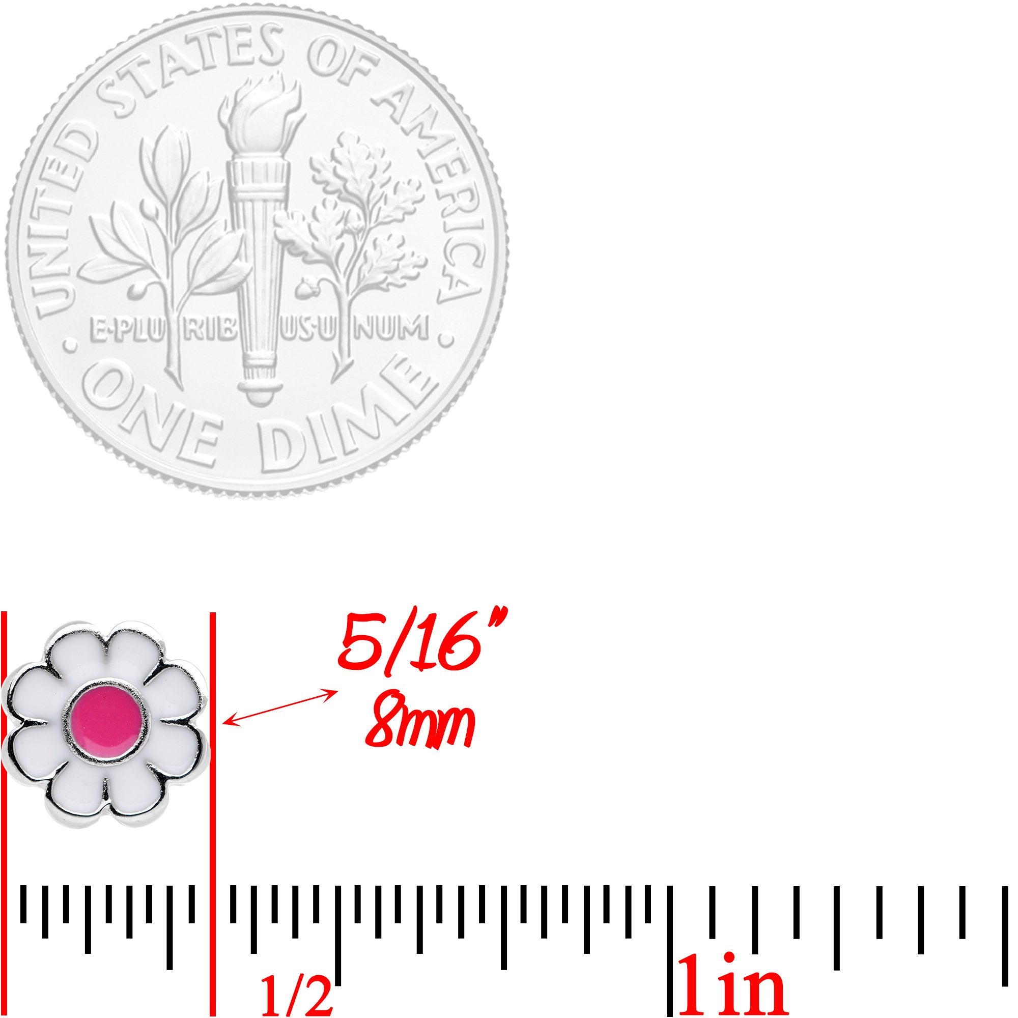 White Pink Sweet Springtime Easter Flower Barbell Tongue Ring