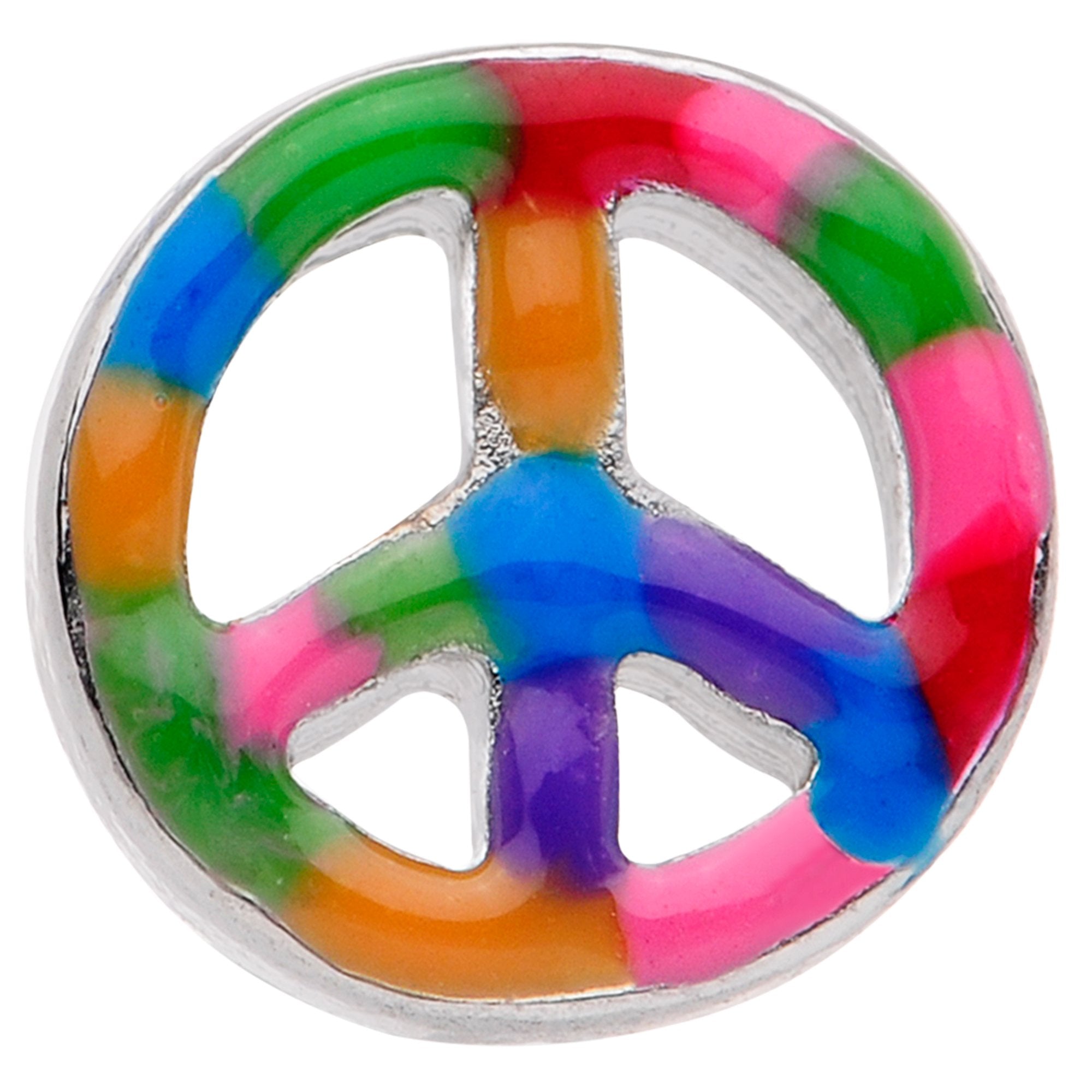 Hippie Rainbow Peace Sign Barbell Tongue Ring