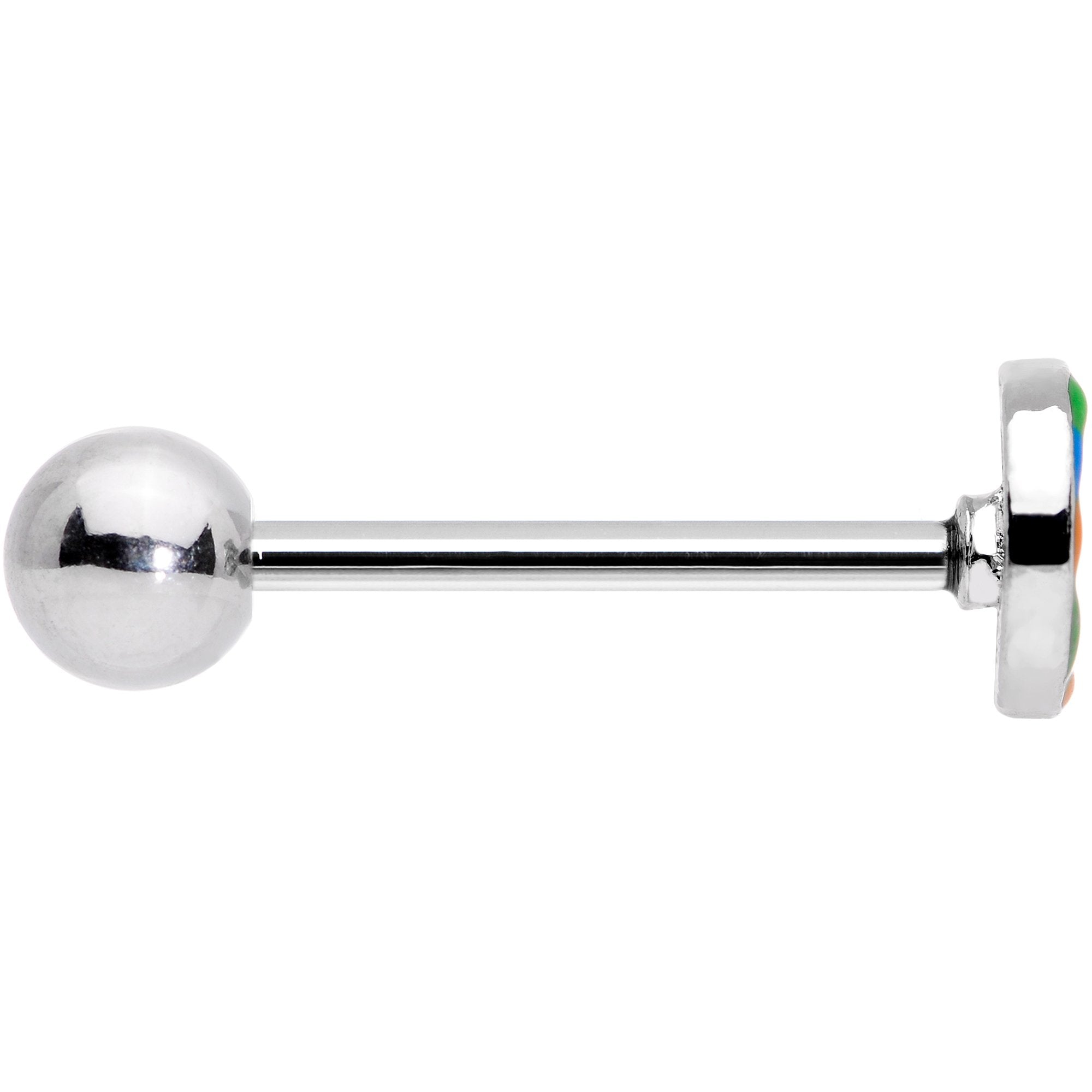 Hippie Rainbow Peace Sign Barbell Tongue Ring