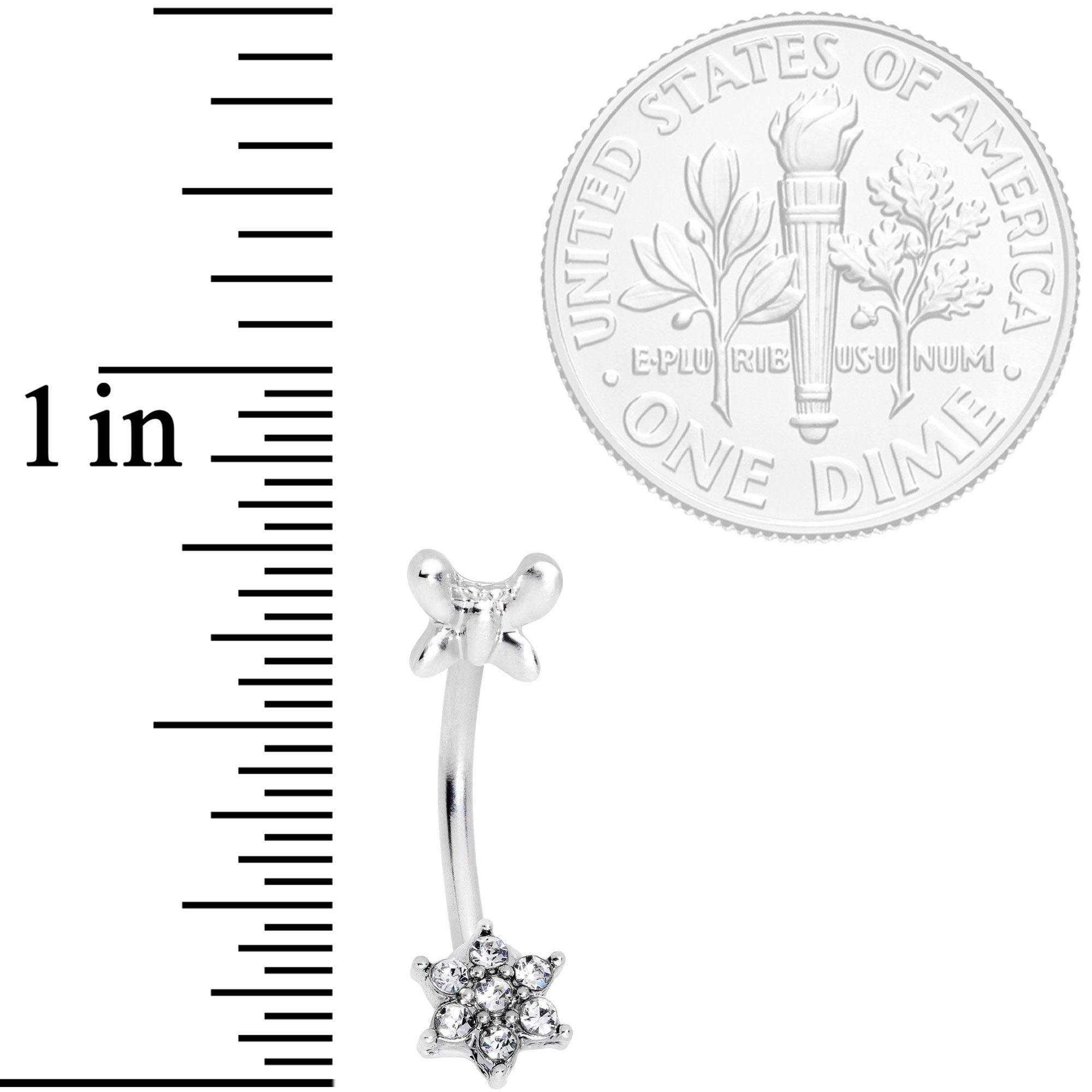 16G 3/8 Clear Gem Spring Fun Flower Curved Eyebrow Ring