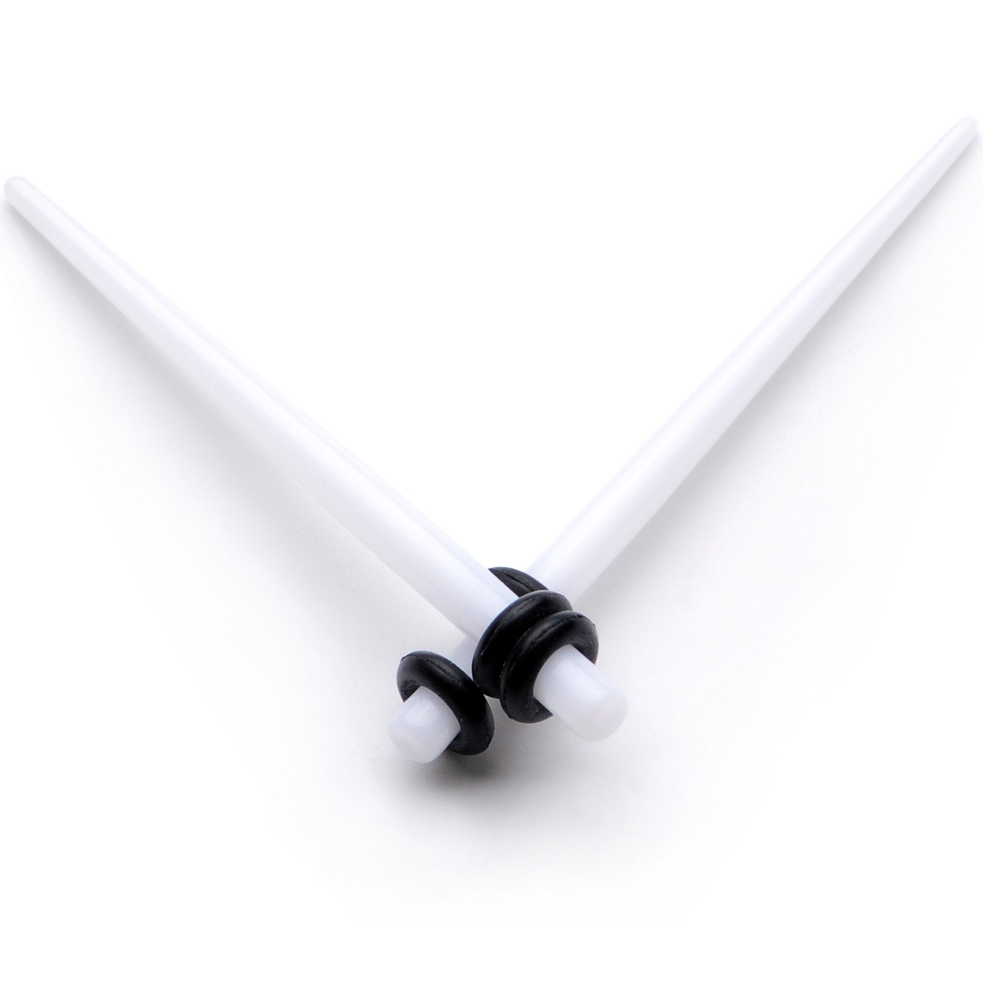 White Acrylic Straight Taper Set Available in Sizes 14G to 00G