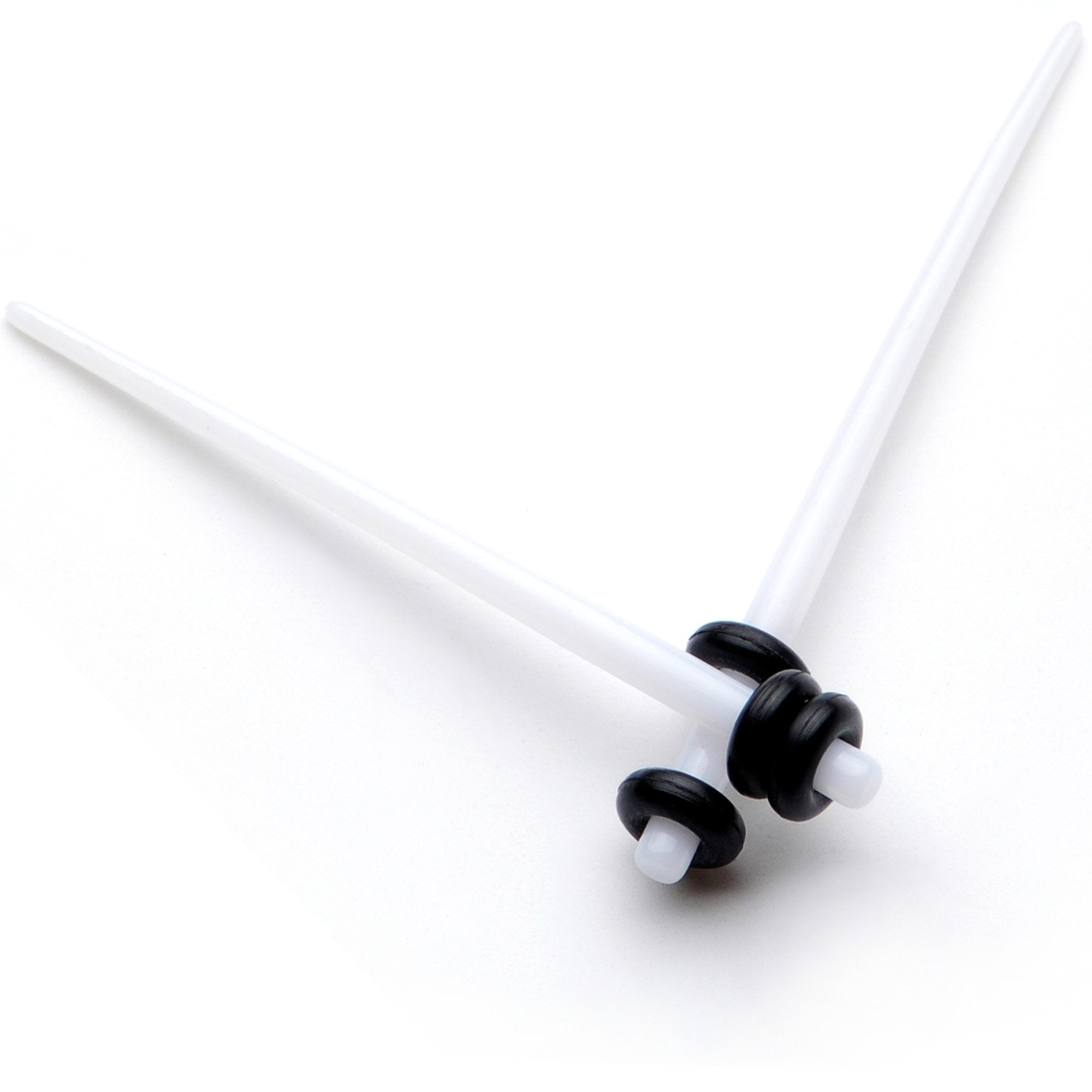 White Acrylic Straight Taper Set Available in Sizes 14G to 00G