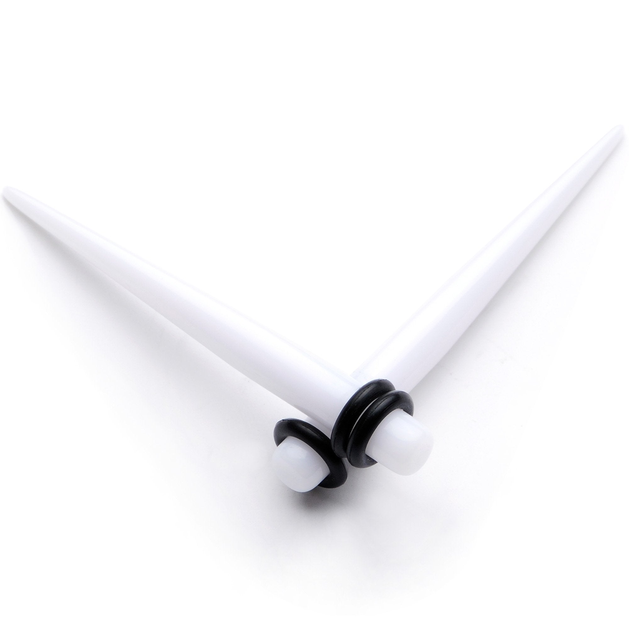 White Acrylic Straight Taper Set Available in Sizes 14G to 00G