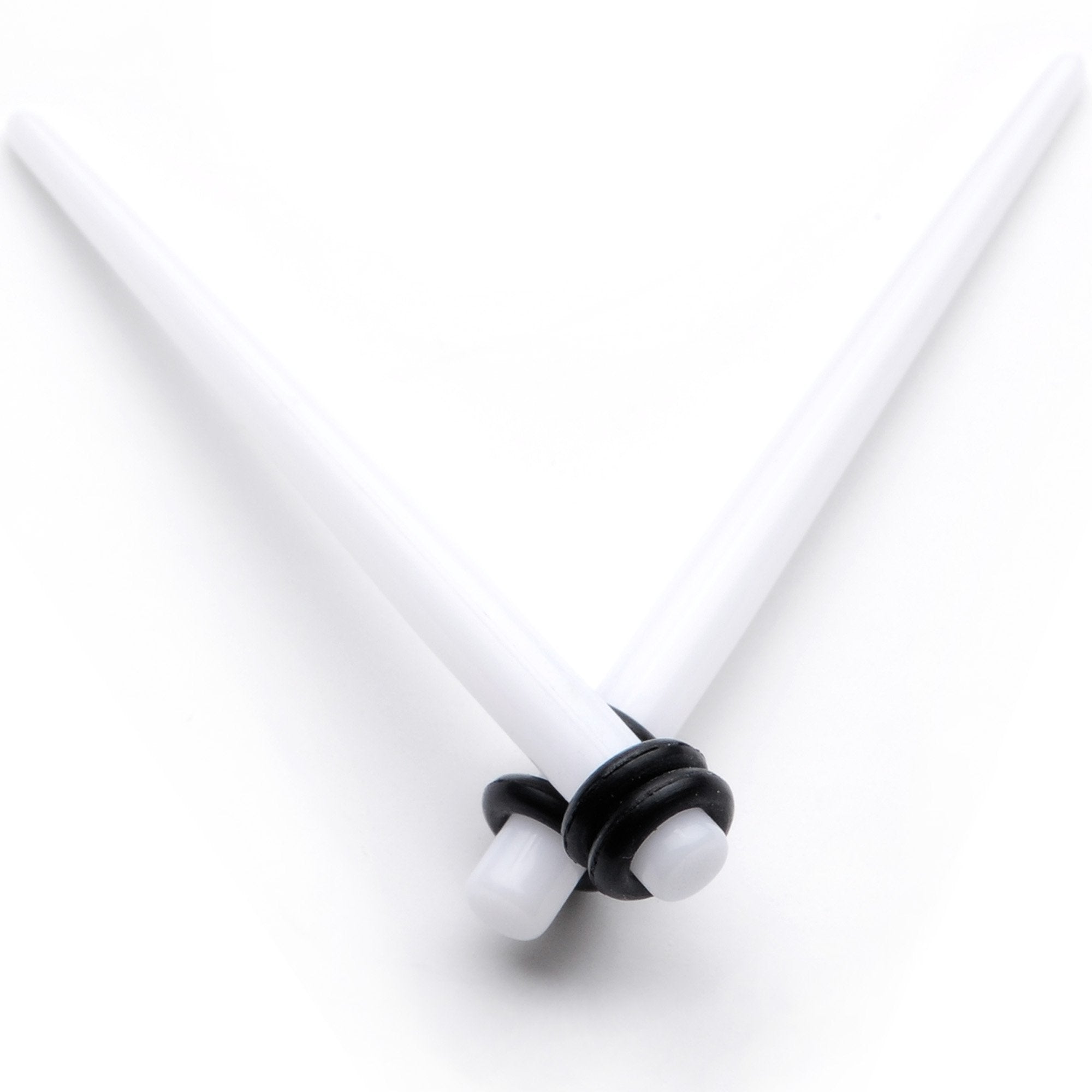 White Acrylic Straight Taper Set Available in Sizes 14G to 00G