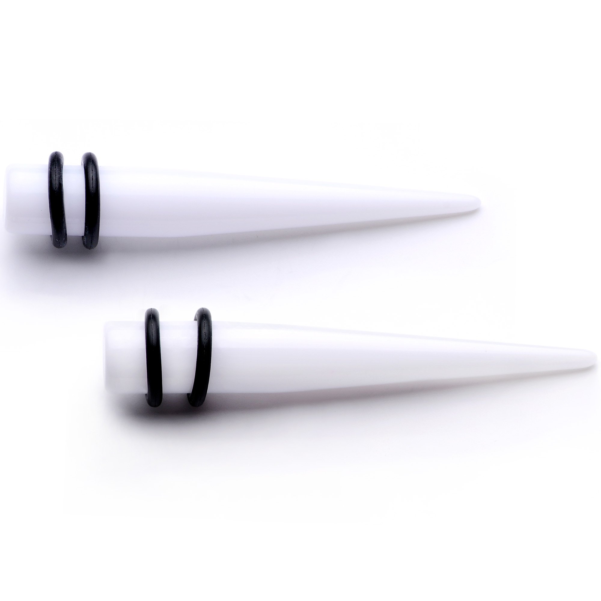 White Acrylic Straight Taper Set Available in Sizes 14G to 00G