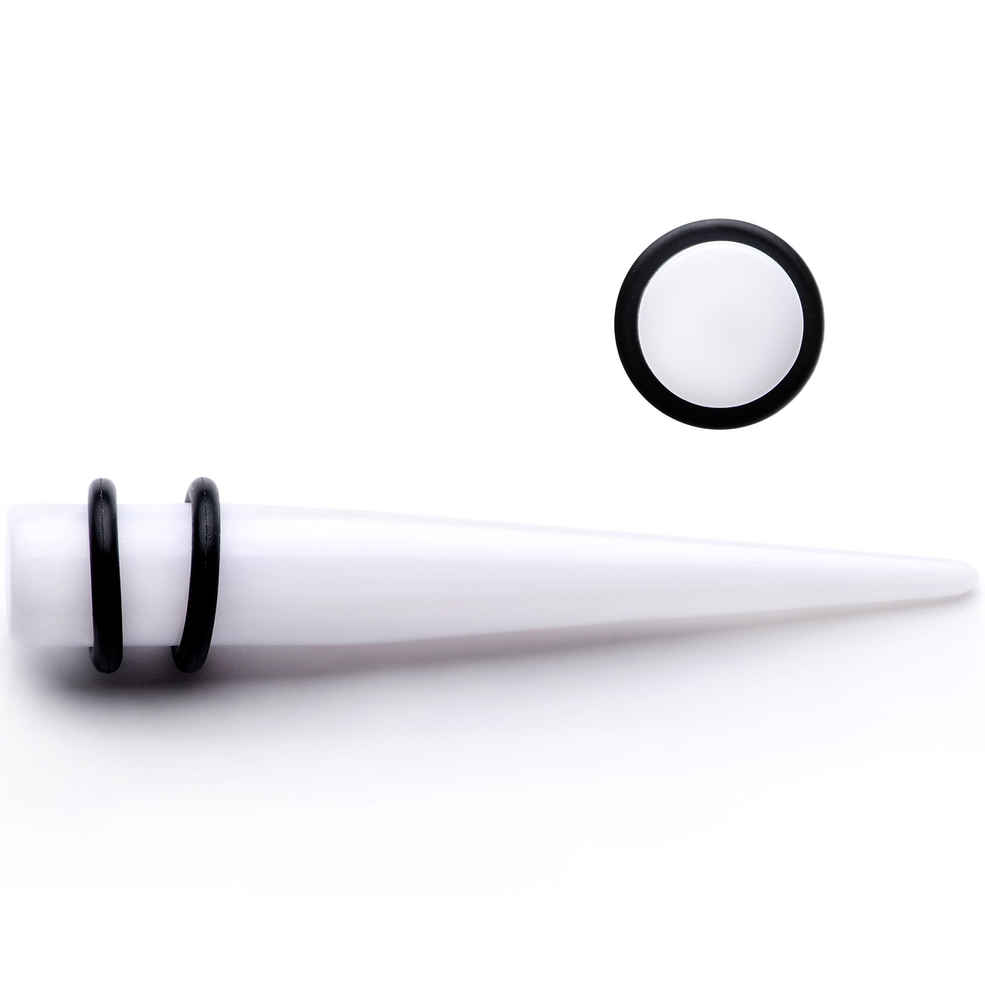 White Acrylic Straight Taper Set Available in Sizes 14G to 00G