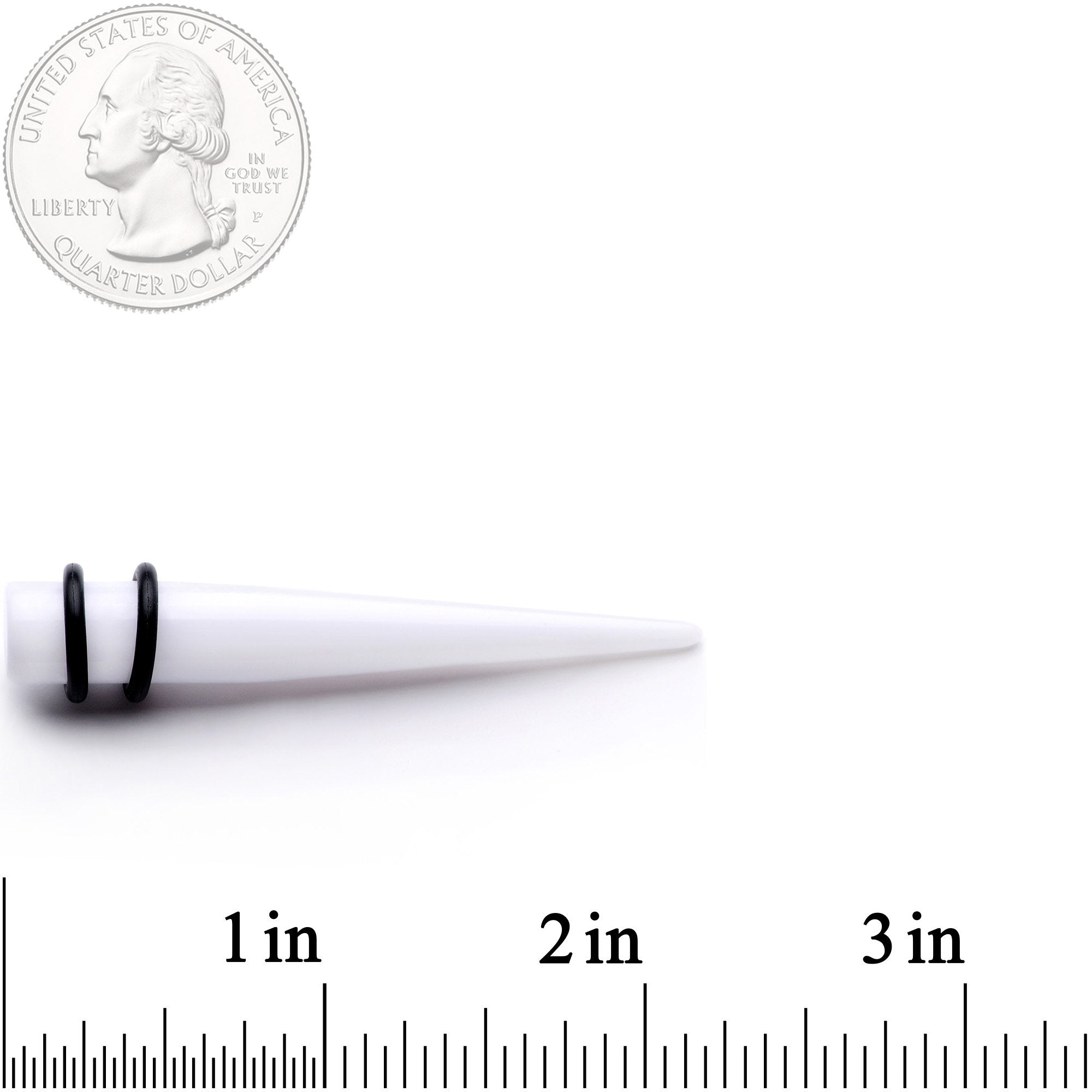 White Acrylic Straight Taper Set Available in Sizes 14G to 00G