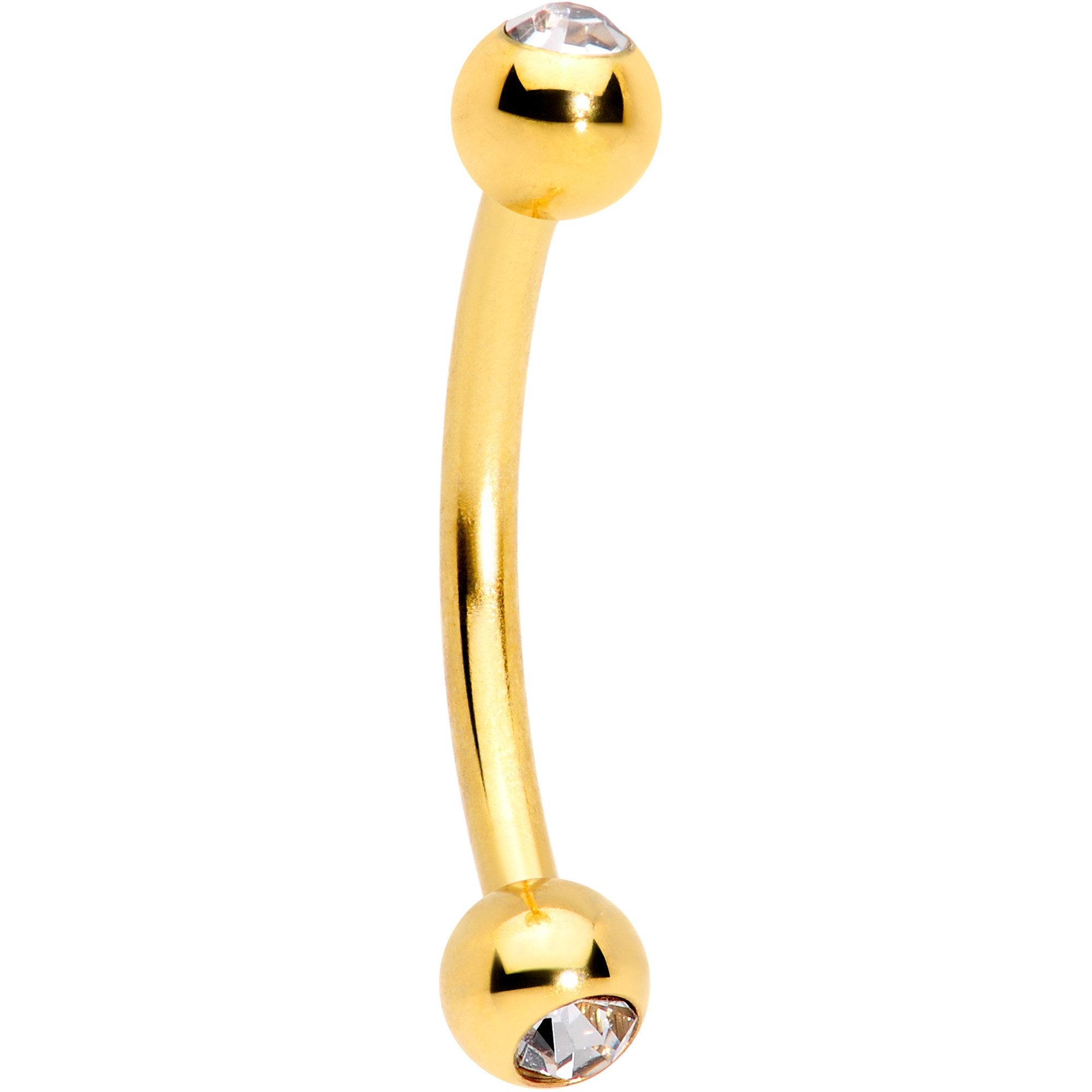 16G 5/16 Clear Gem Flower Gold Tone Curved Eyebrow Ring Set of 4