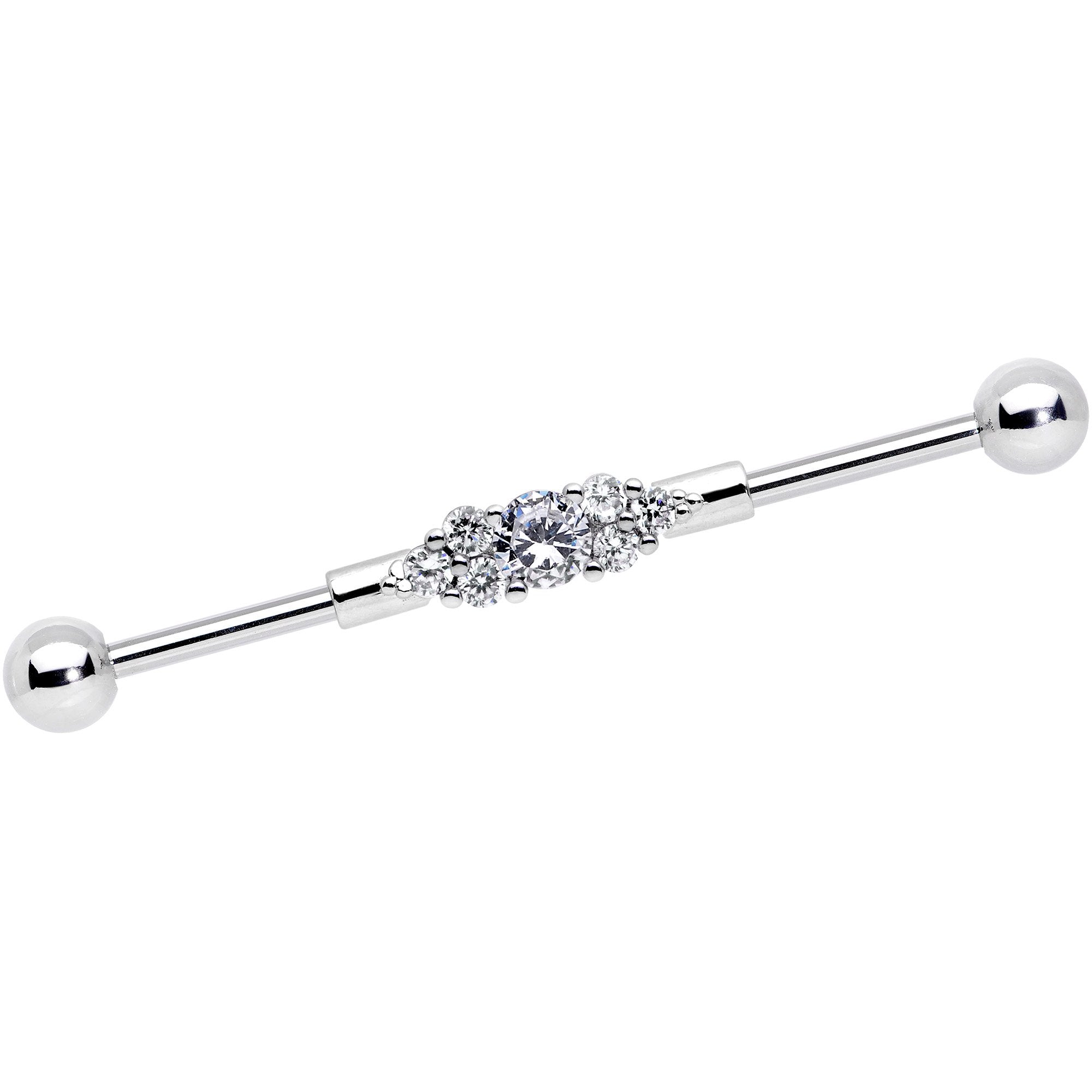 14G Clear CZ Gem Fashionista Industrial Barbell 38mm