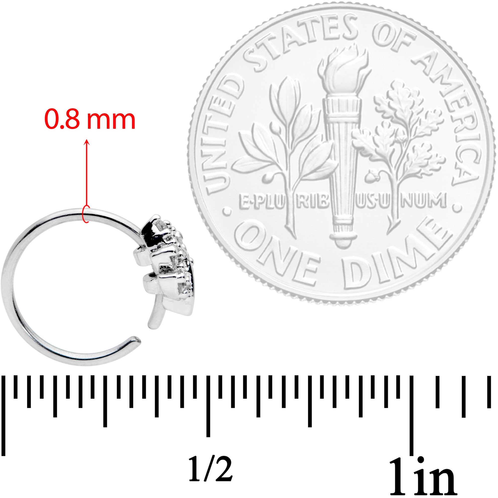 20G 5/16 Clear CZ Gem Maple Leaf Nose Hoop