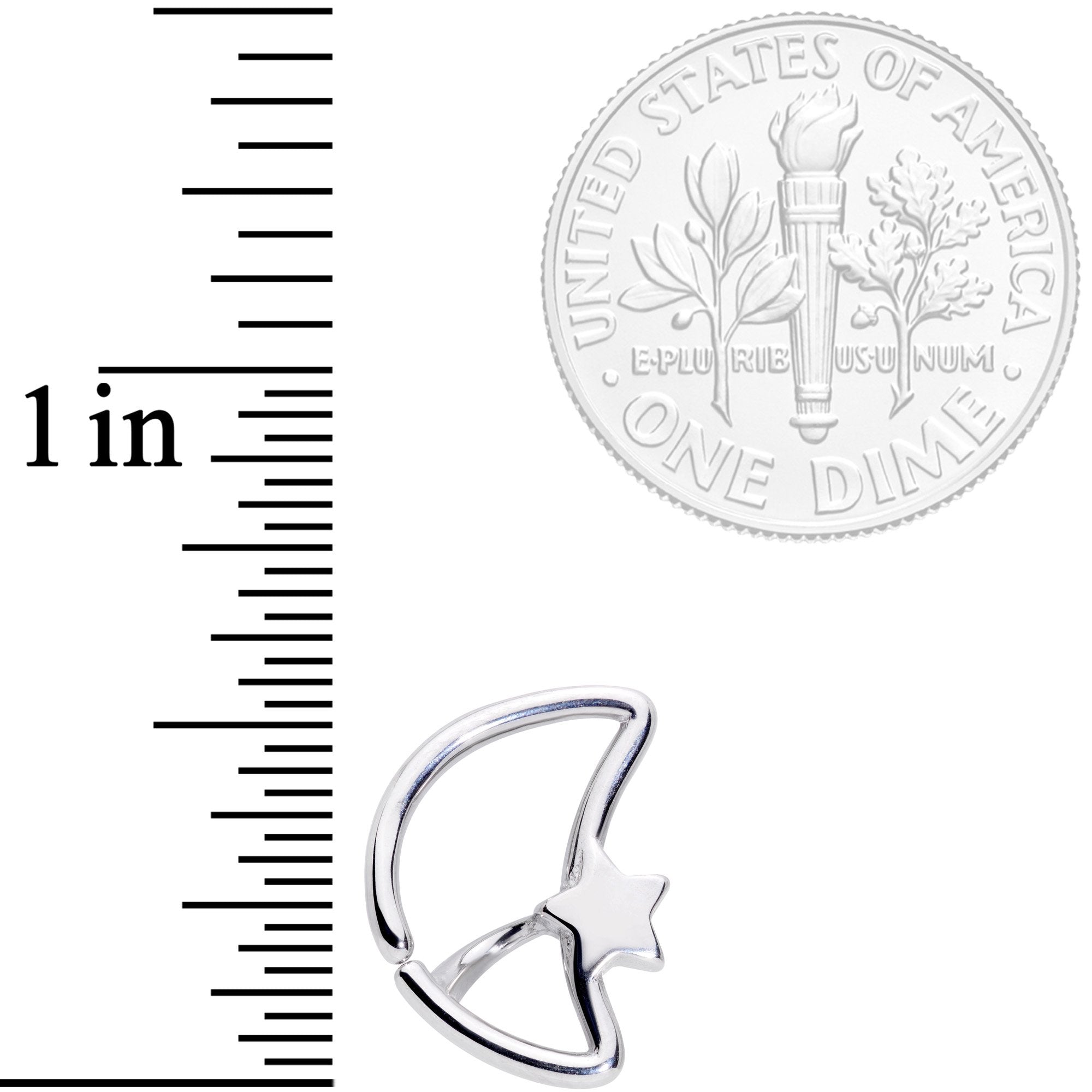 16G 5/16 Crescent Moon and Star Closure Ring