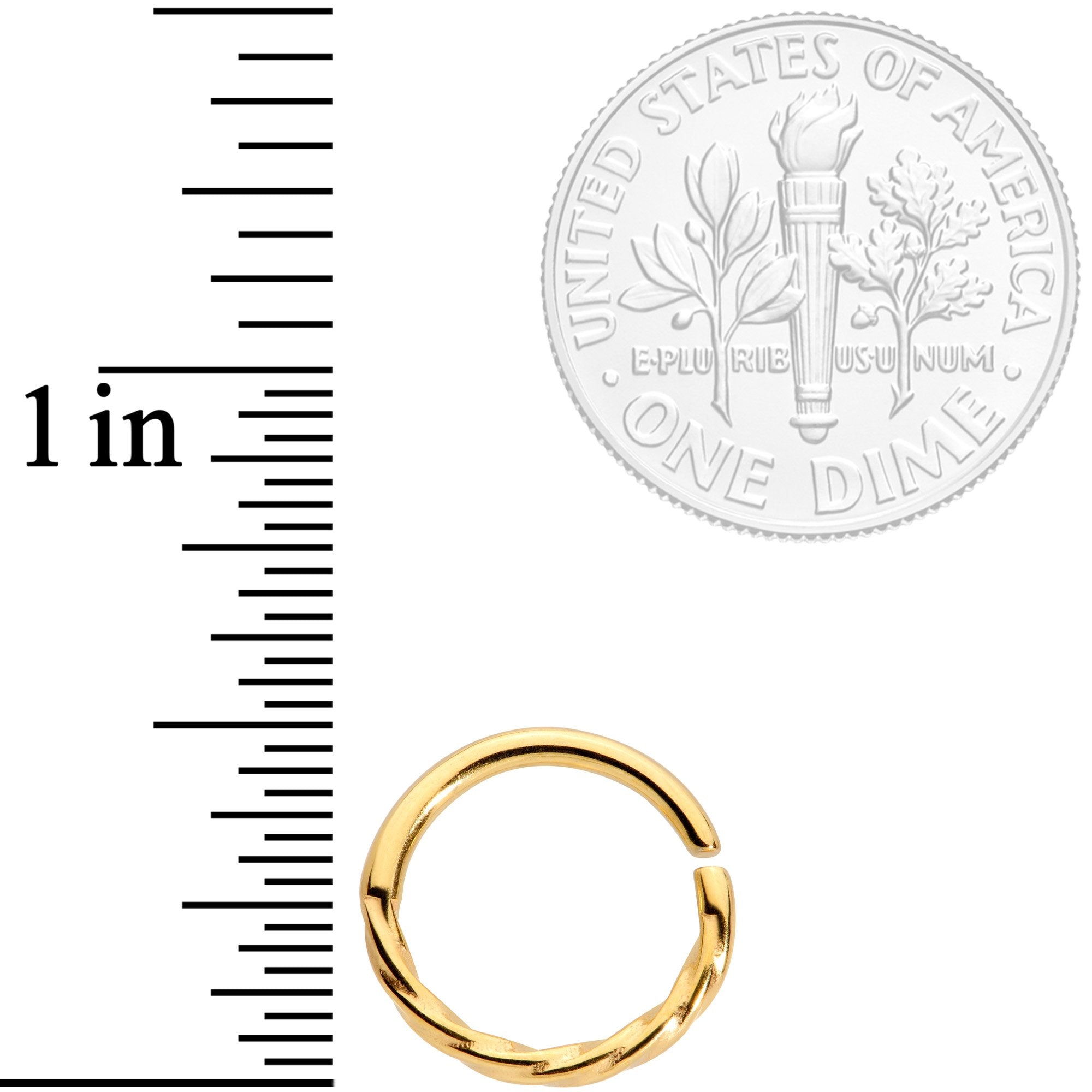 16G 3/8 Gold Tone Simply Twisted Closure Ring