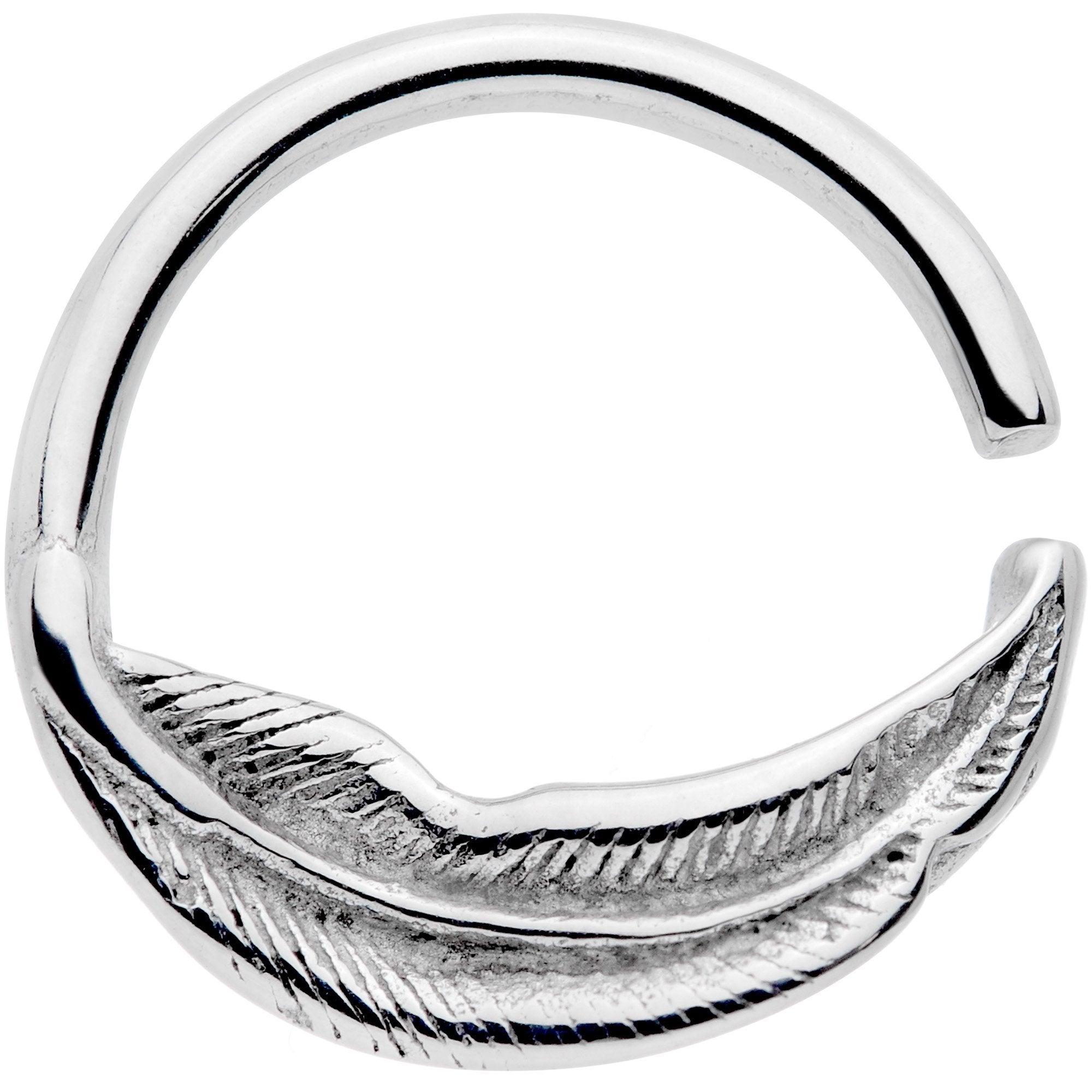 16G 3/8 Falling Feather Seamless Circular Ring