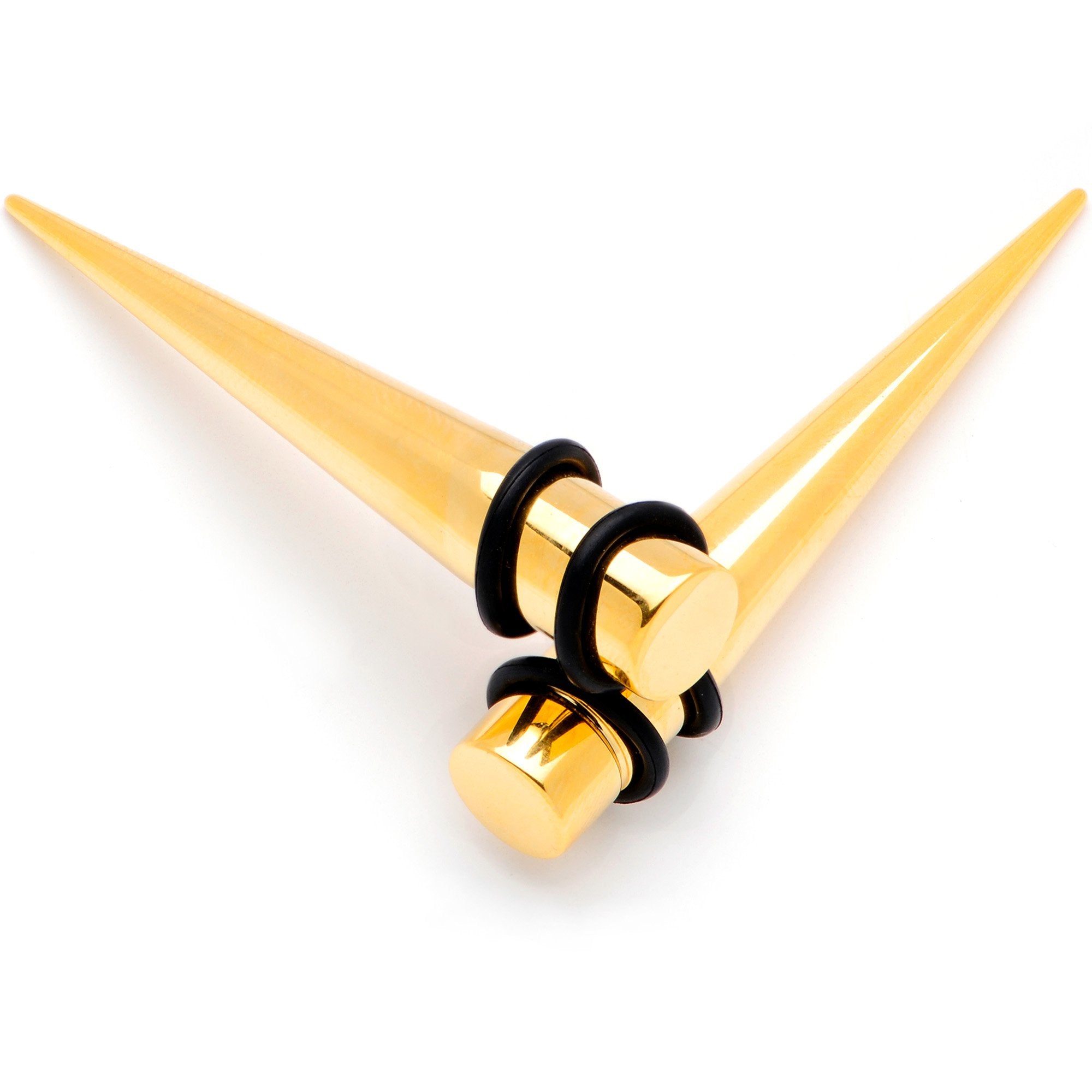 Gold Tone Anodized Straight Taper Set Available in Sizes 12G to 00G