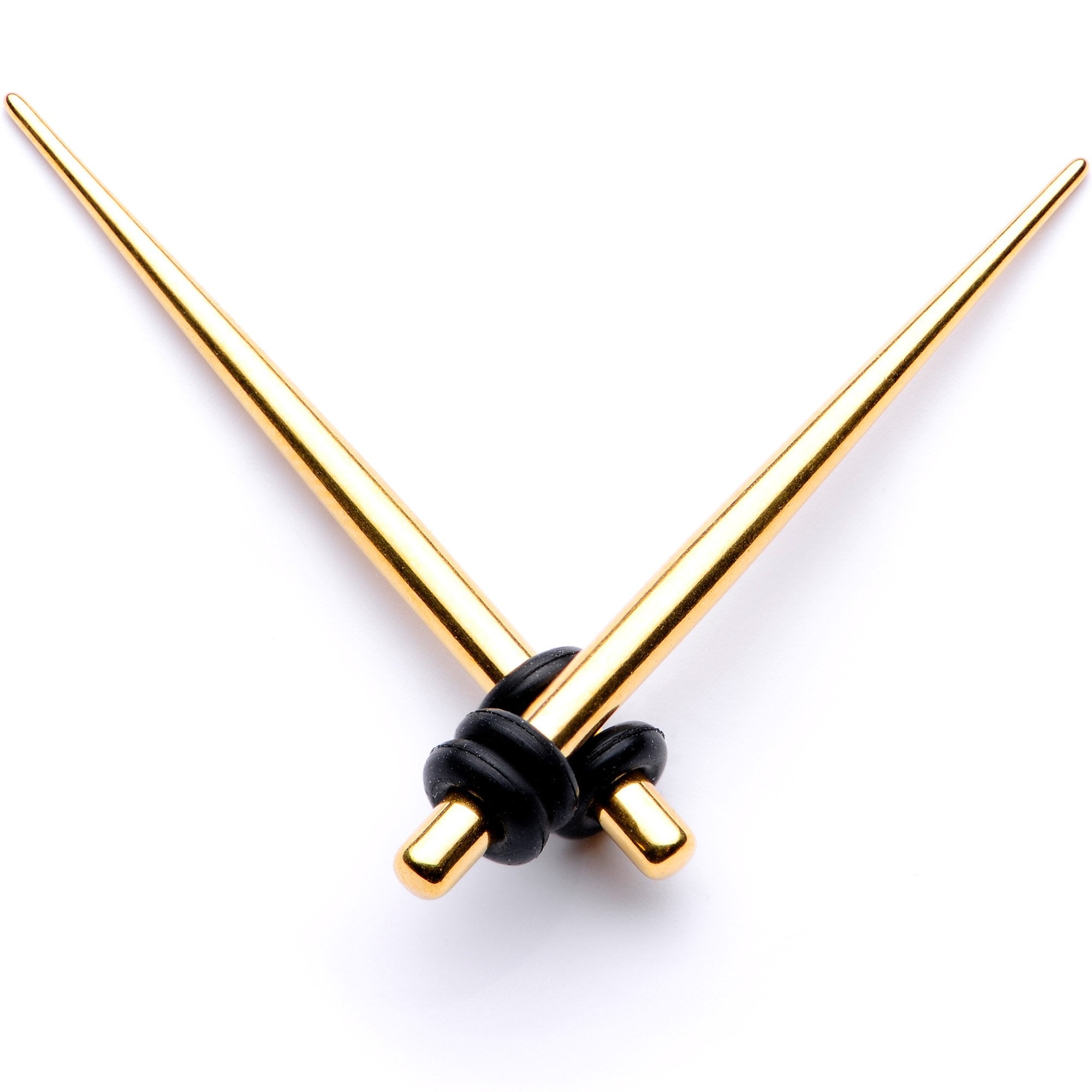 Gold Tone Anodized Straight Taper Set Available in Sizes 12G to 00G