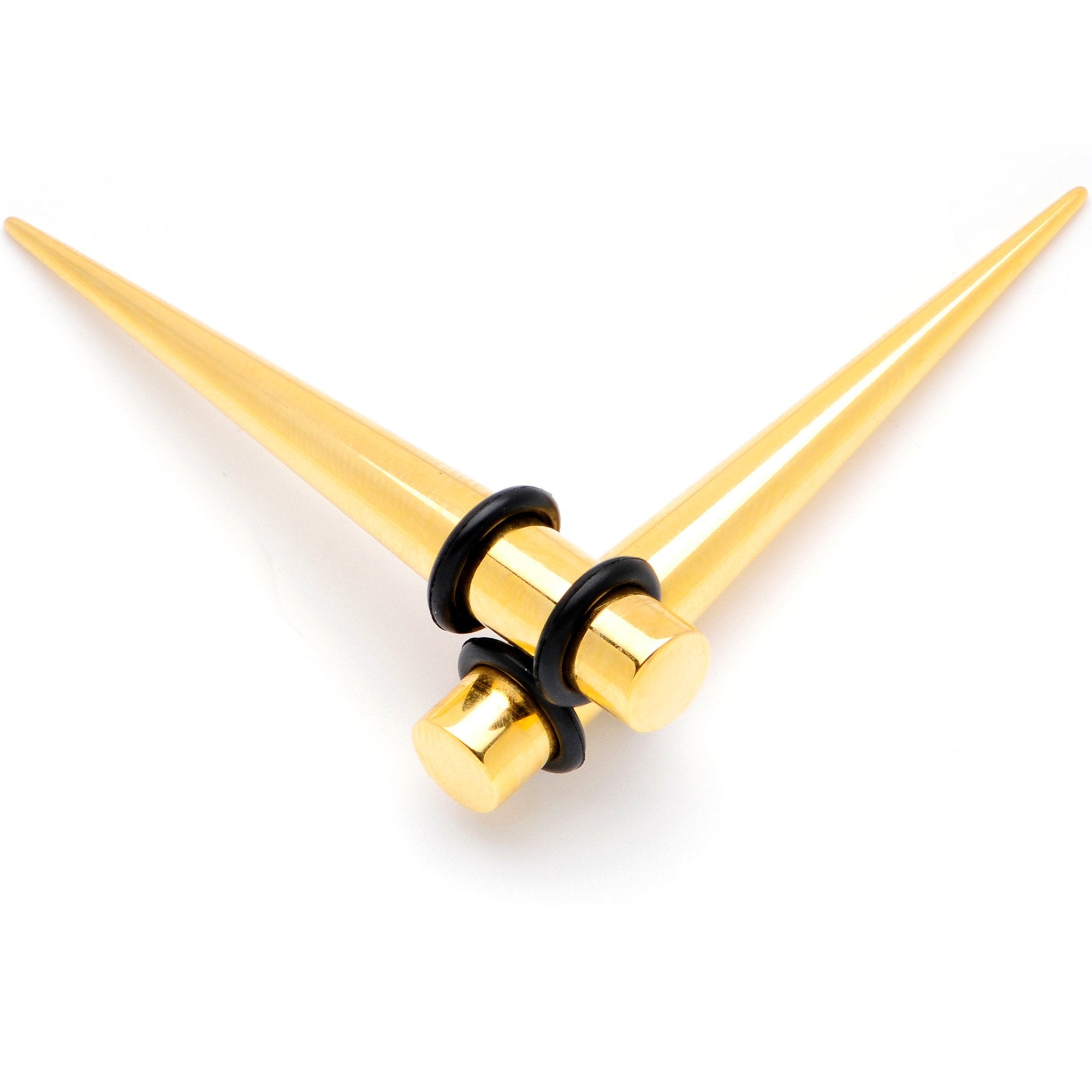 Gold Tone Anodized Straight Taper Set Available in Sizes 12G to 00G