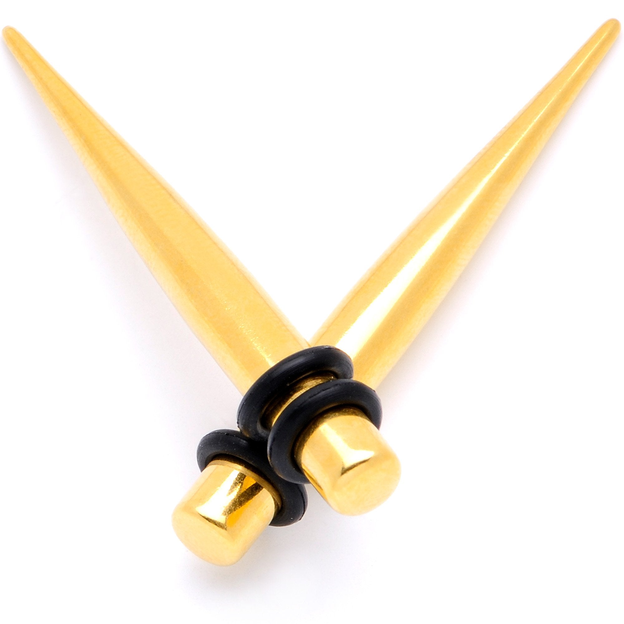 Gold Tone Anodized Straight Taper Set Available in Sizes 12G to 00G