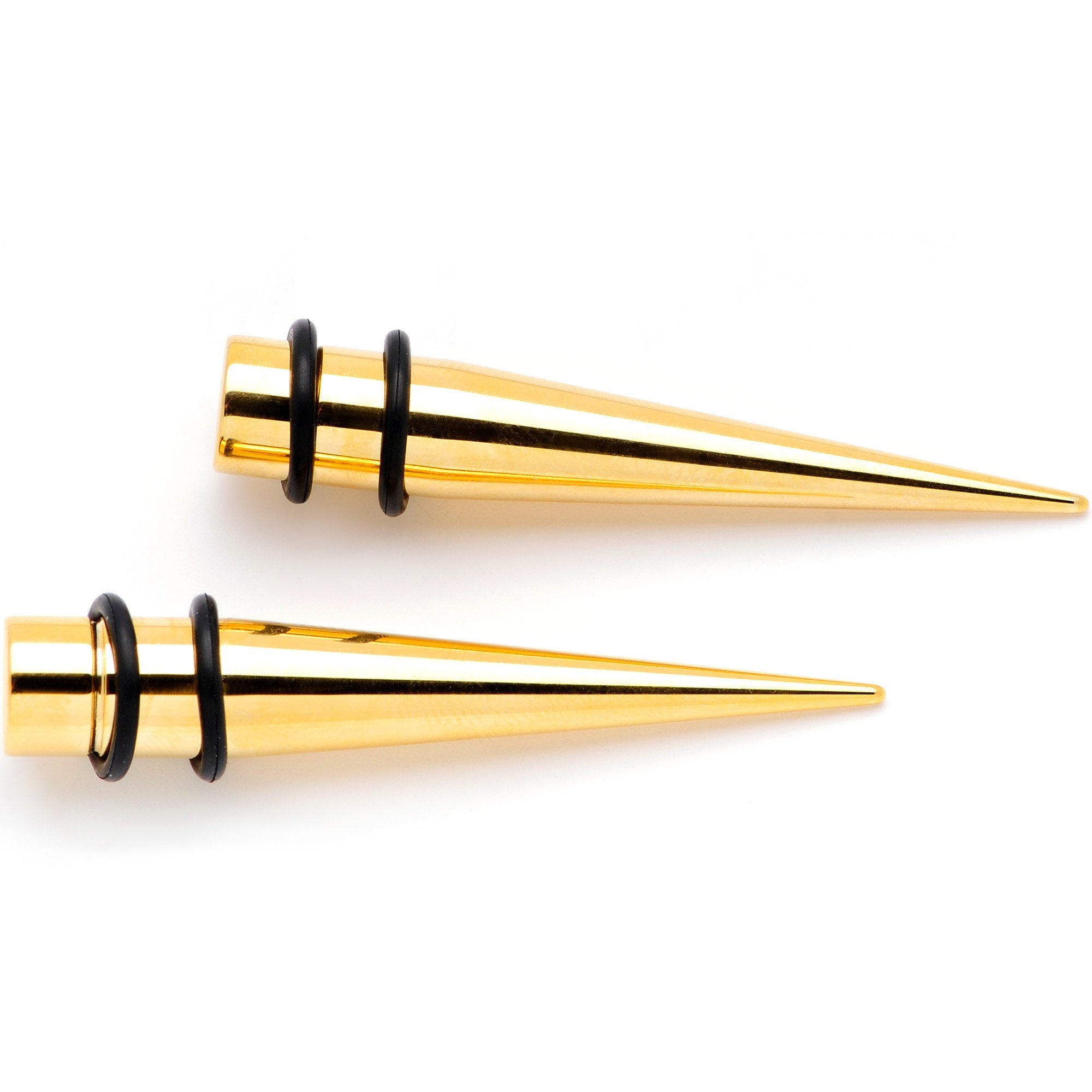 Gold Tone Anodized Straight Taper Set Available in Sizes 12G to 00G