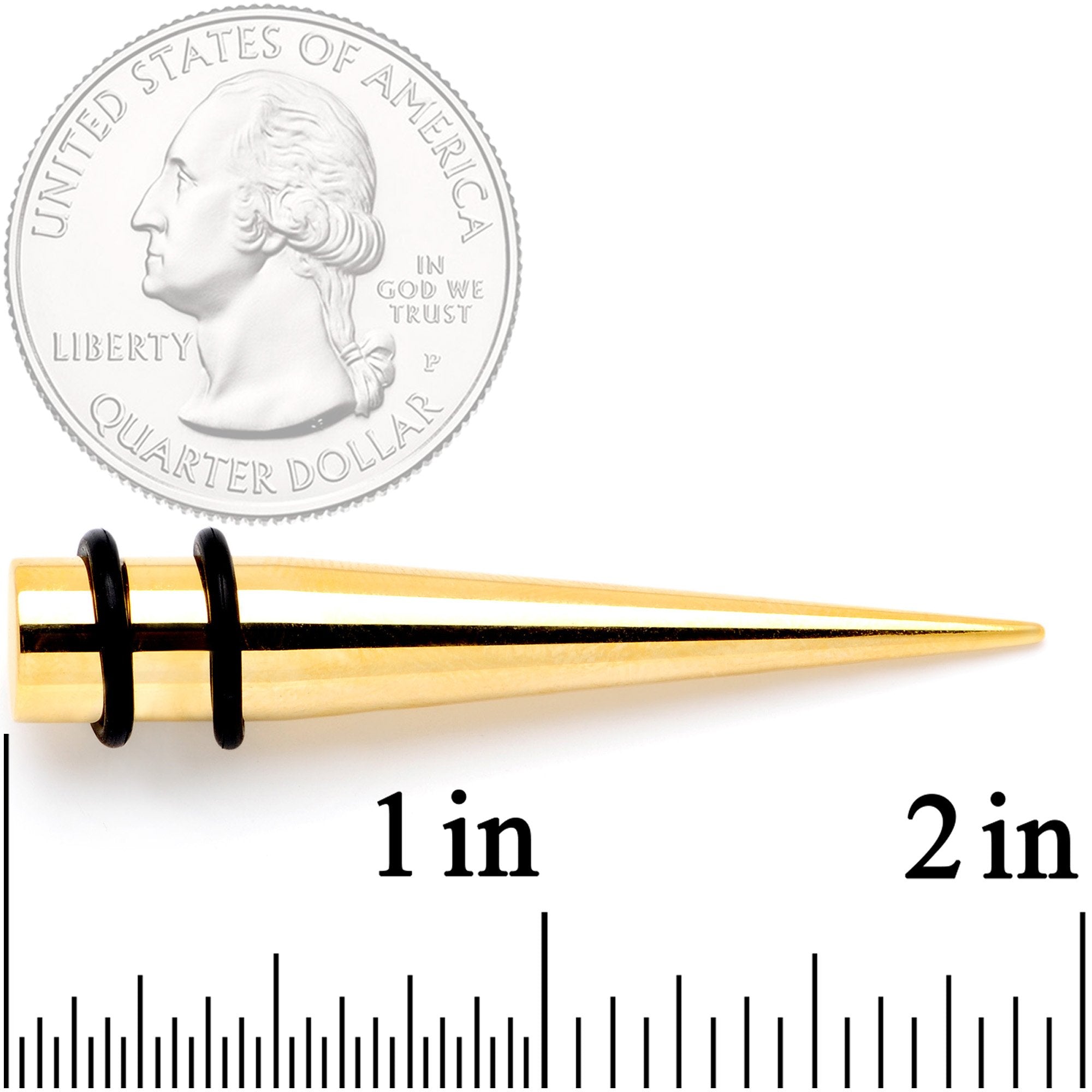 Gold Tone Anodized Straight Taper Set Available in Sizes 12G to 00G