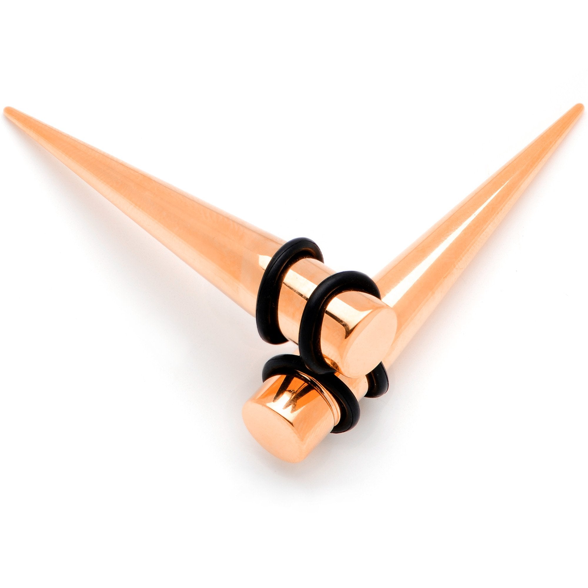 Rose Gold Tone Anodized Straight Taper Set Available in Sizes 14G to 00G