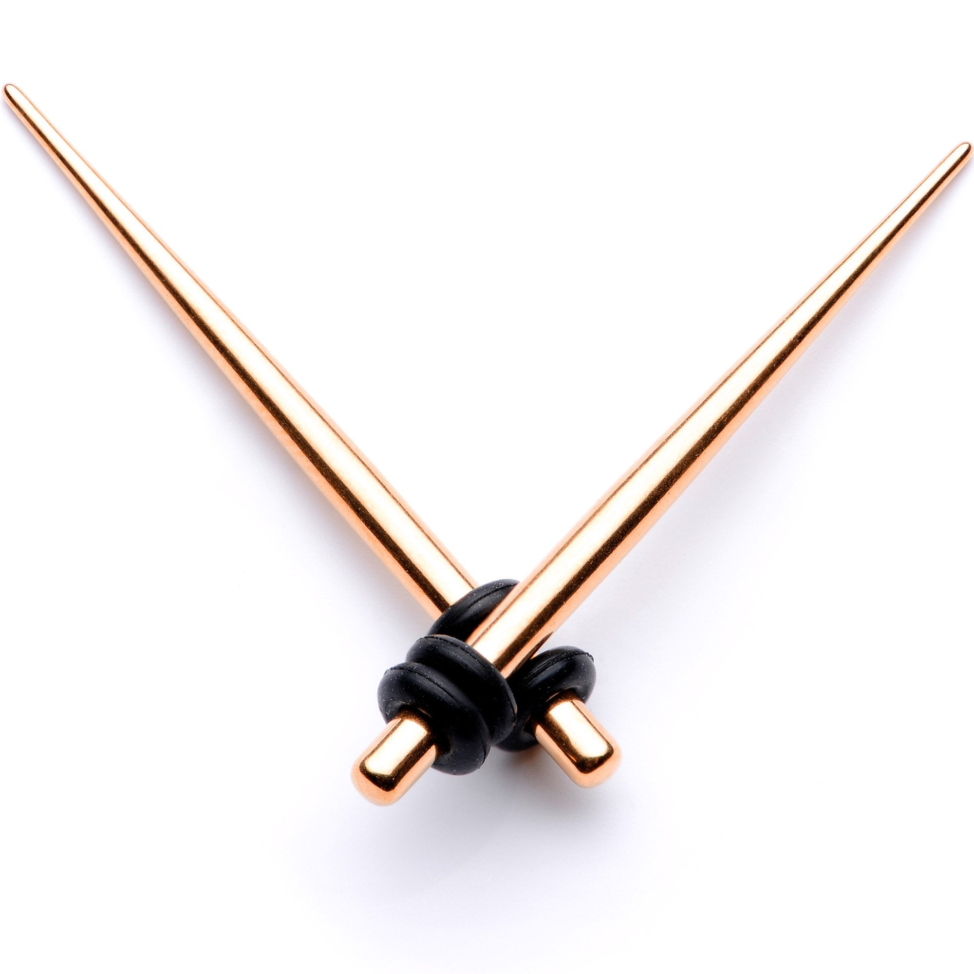 Rose Gold Tone Anodized Straight Taper Set Available in Sizes 14G to 00G