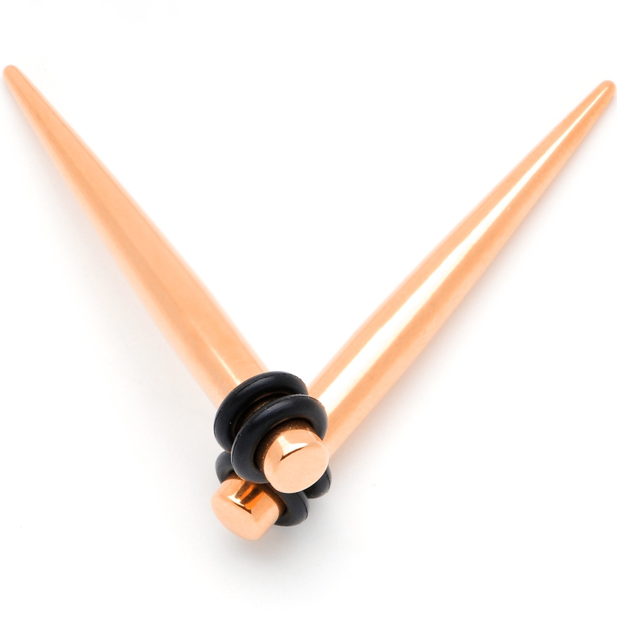Rose Gold Tone Anodized Straight Taper Set Available in Sizes 14G to 00G