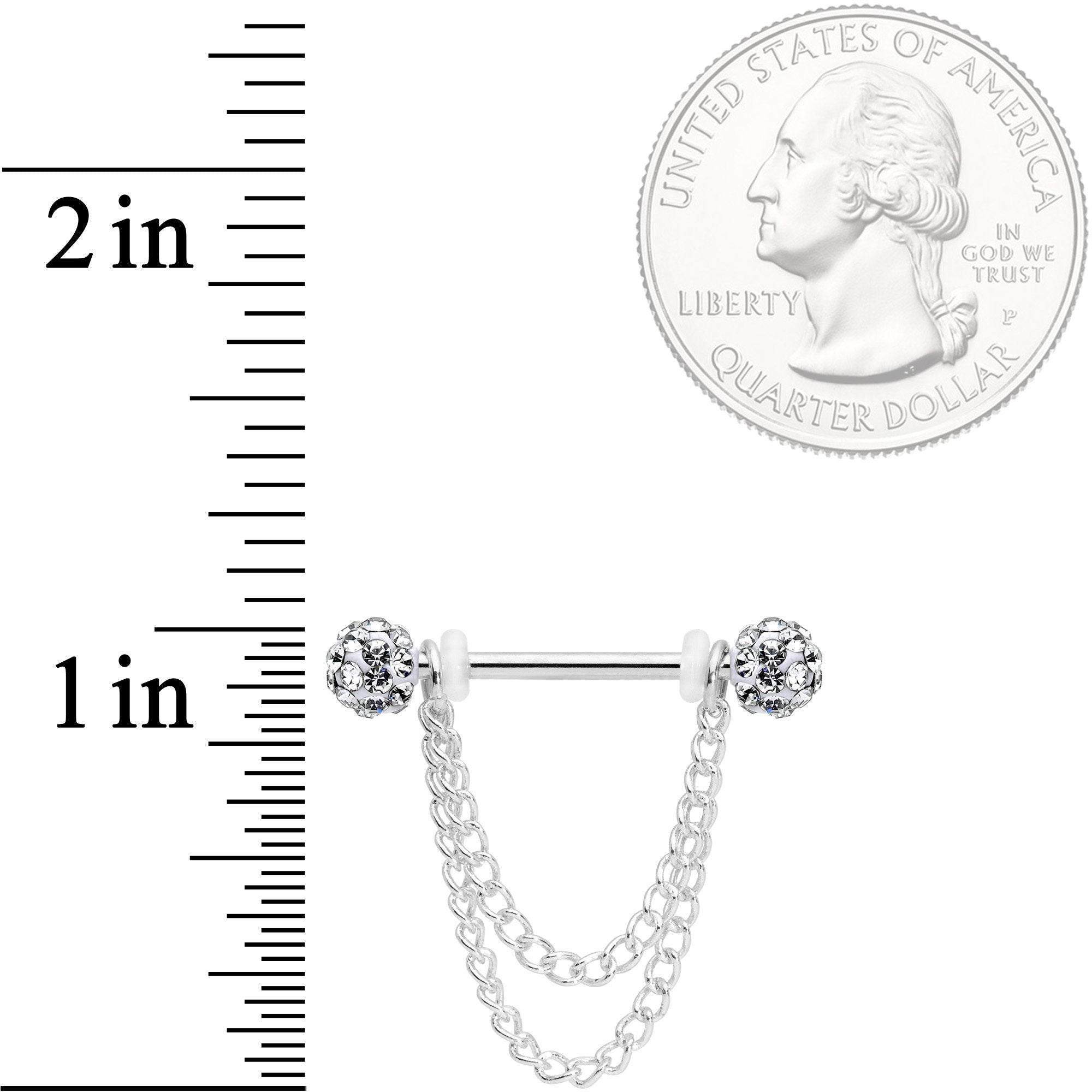 14G Clear Gem End Chain Dangle Nipple Ring Set