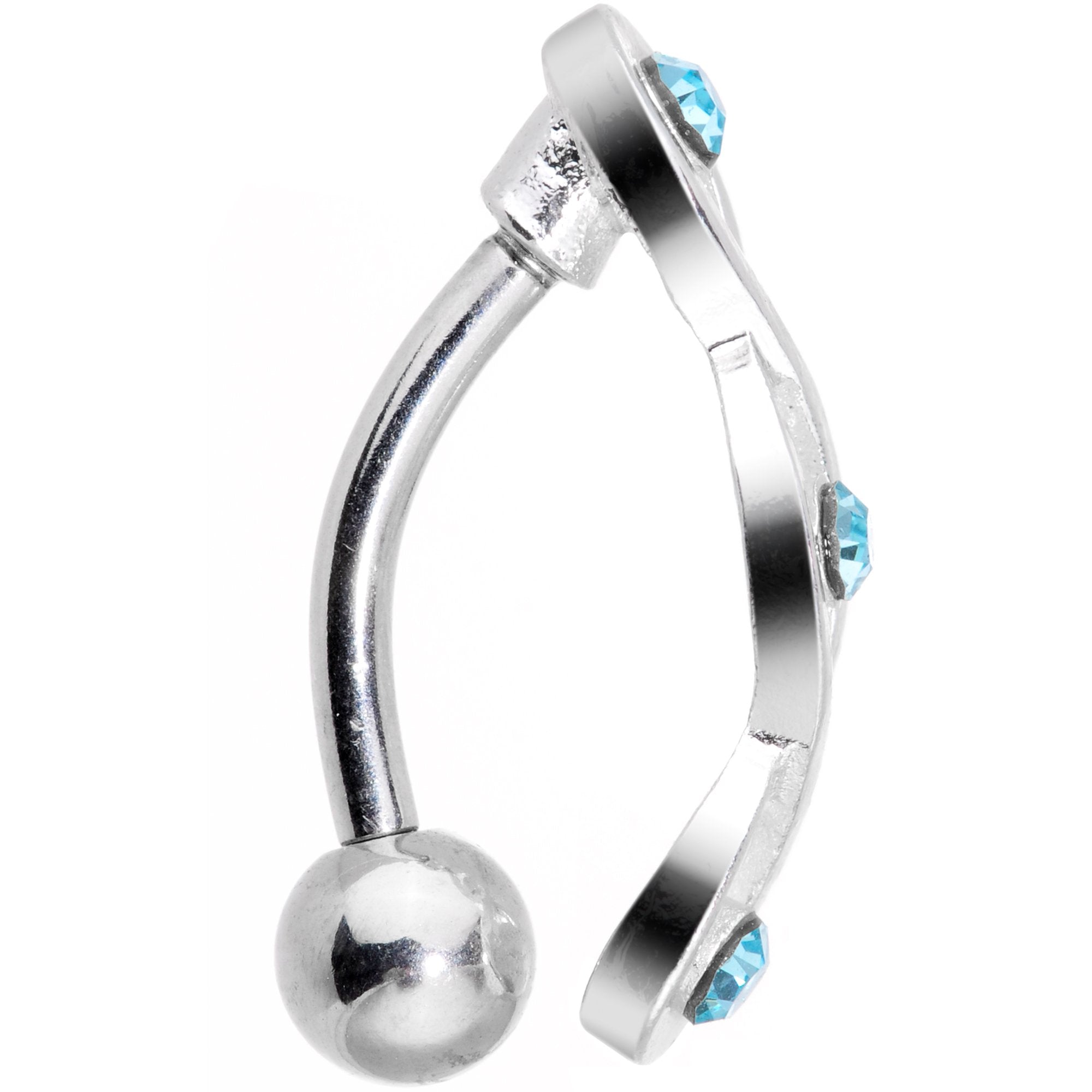 Aqua Gem Fashionably Twisted Reversible Belly Ring