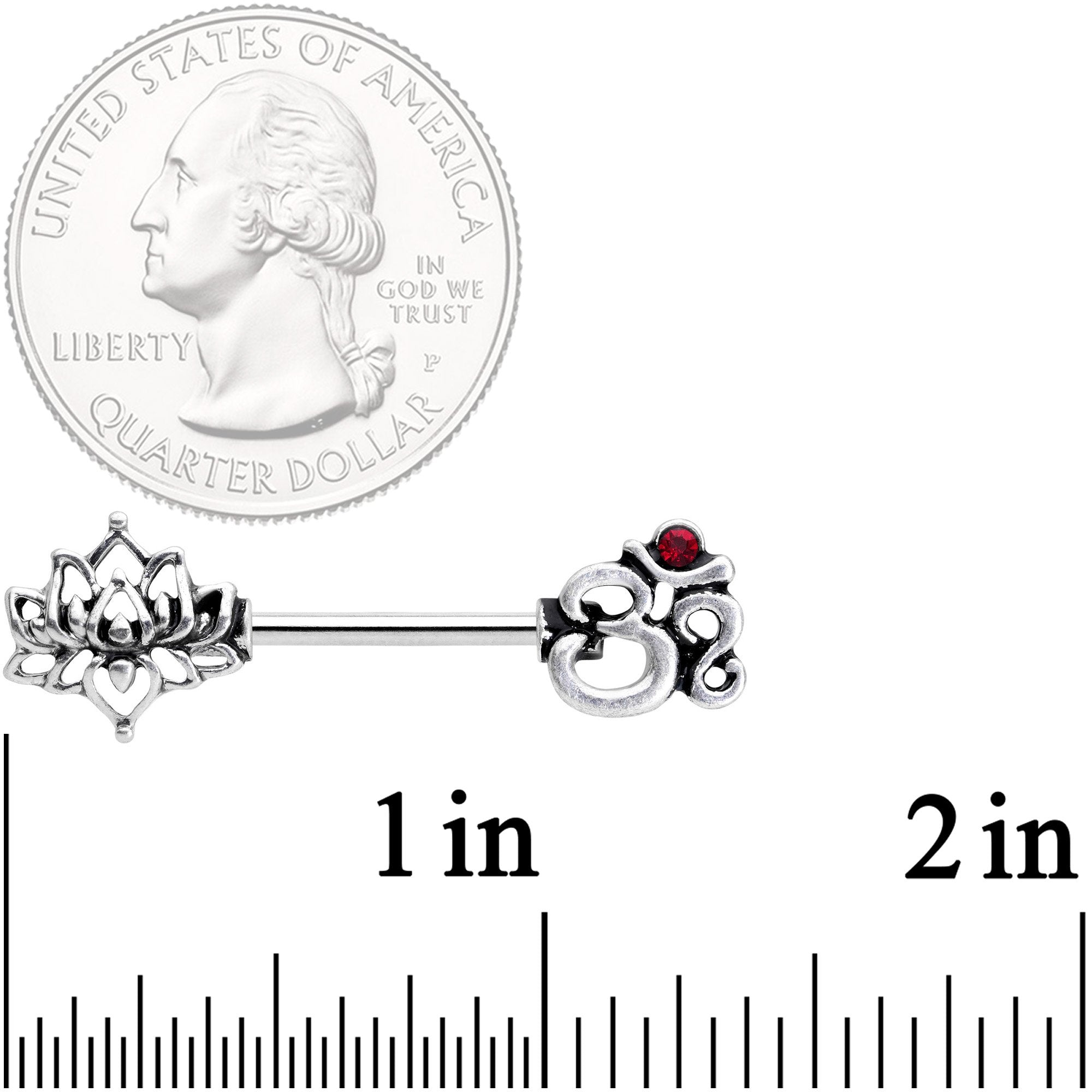 14G 9/16 State of Zen Yoga Om Lotus Flower Nipple Ring Set