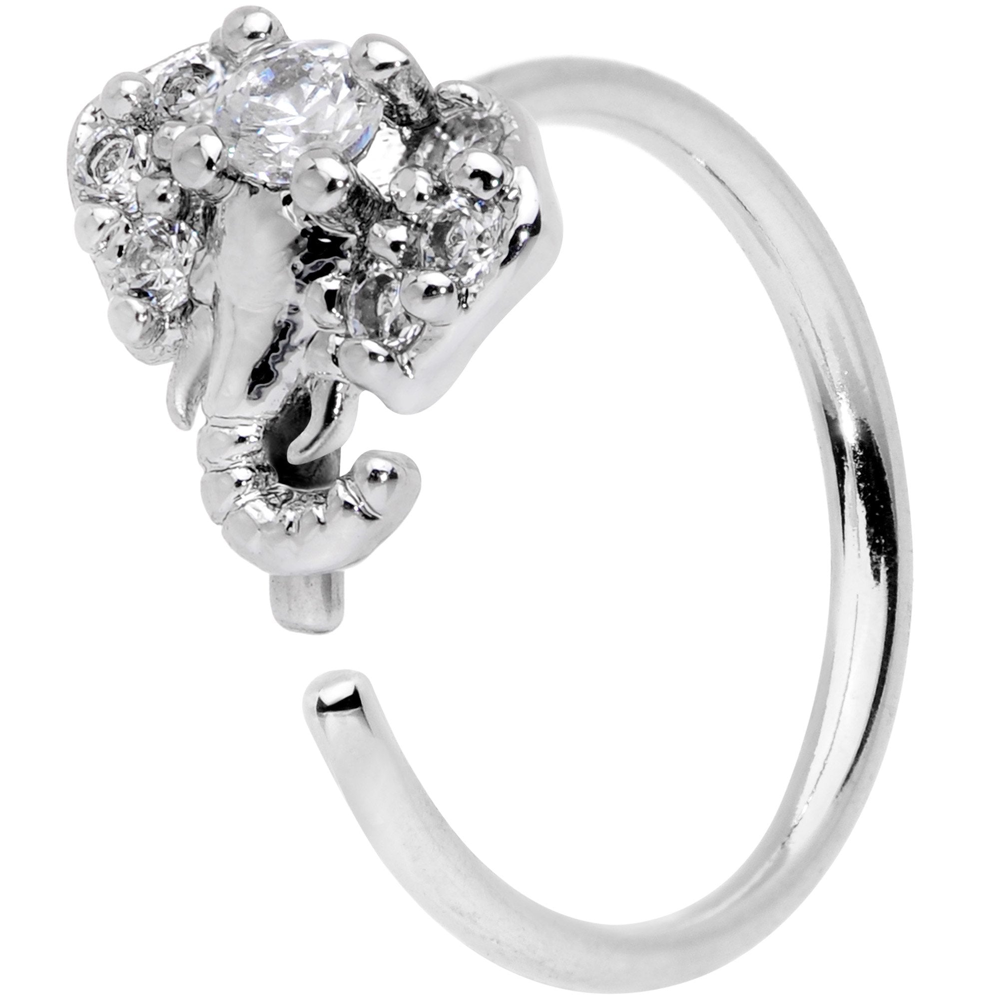 20G 5/16 Clear Gem Enticing Elephant Nose Hoop