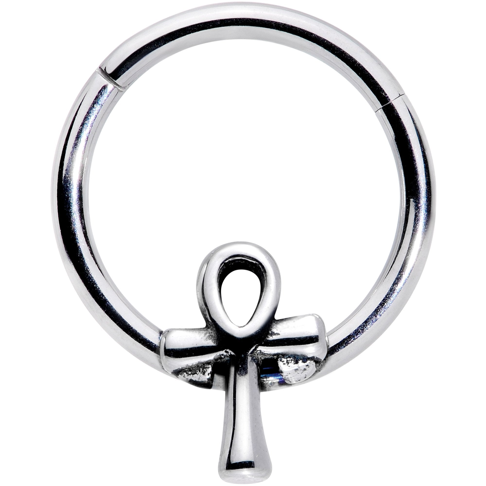 16G 3/8 Egyptian Ankh Hinged Segment Ring
