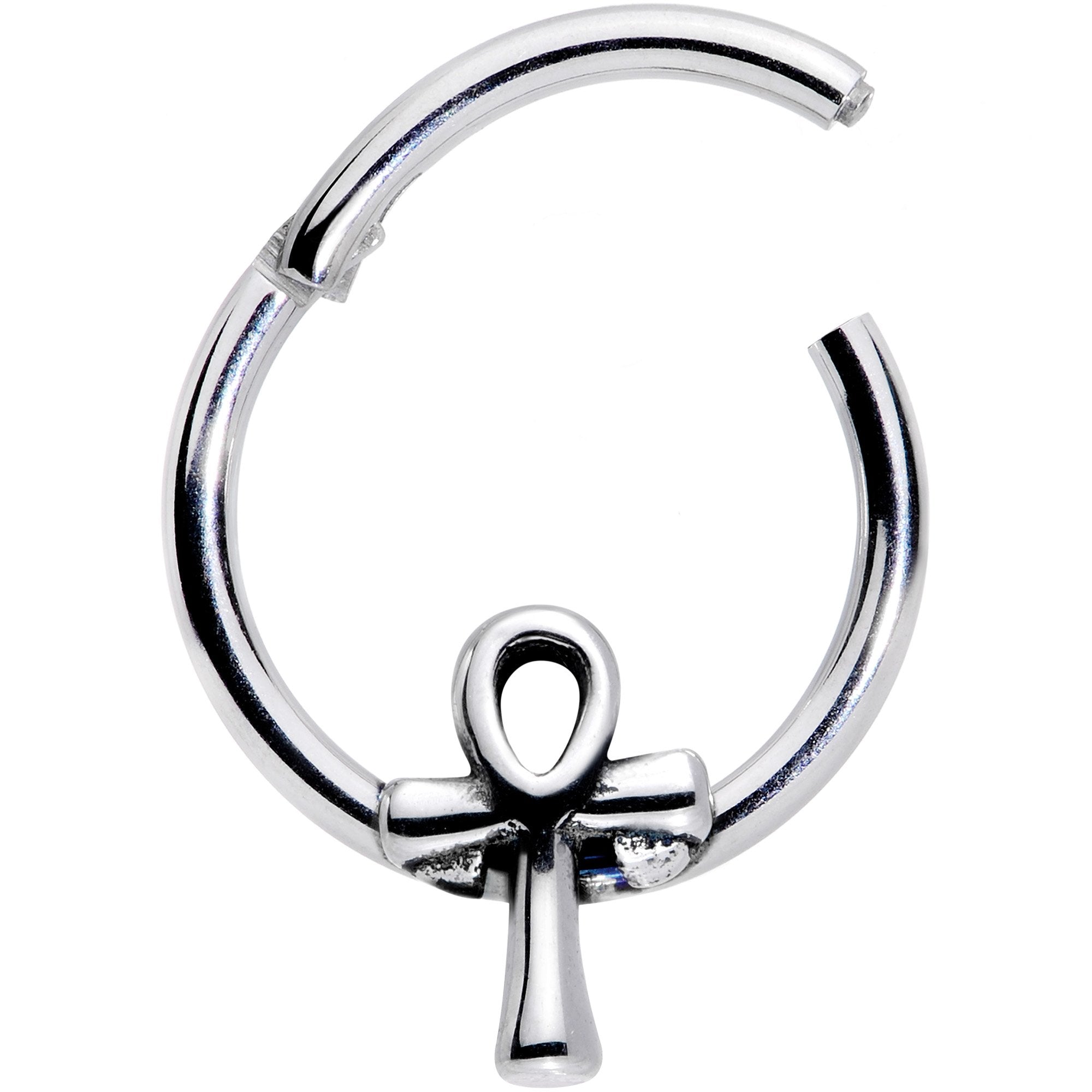 16G 3/8 Egyptian Ankh Hinged Segment Ring