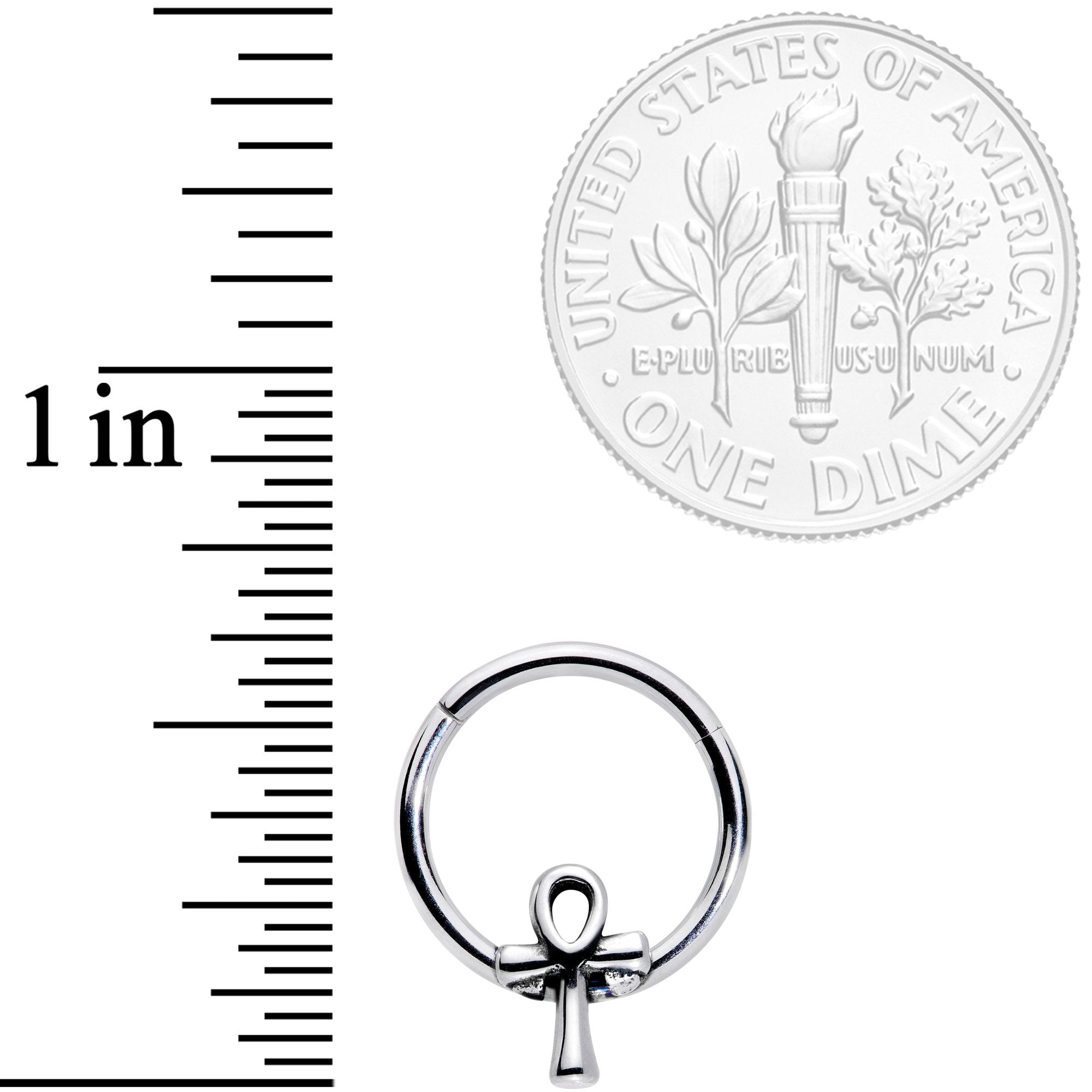 16G 3/8 Egyptian Ankh Hinged Segment Ring