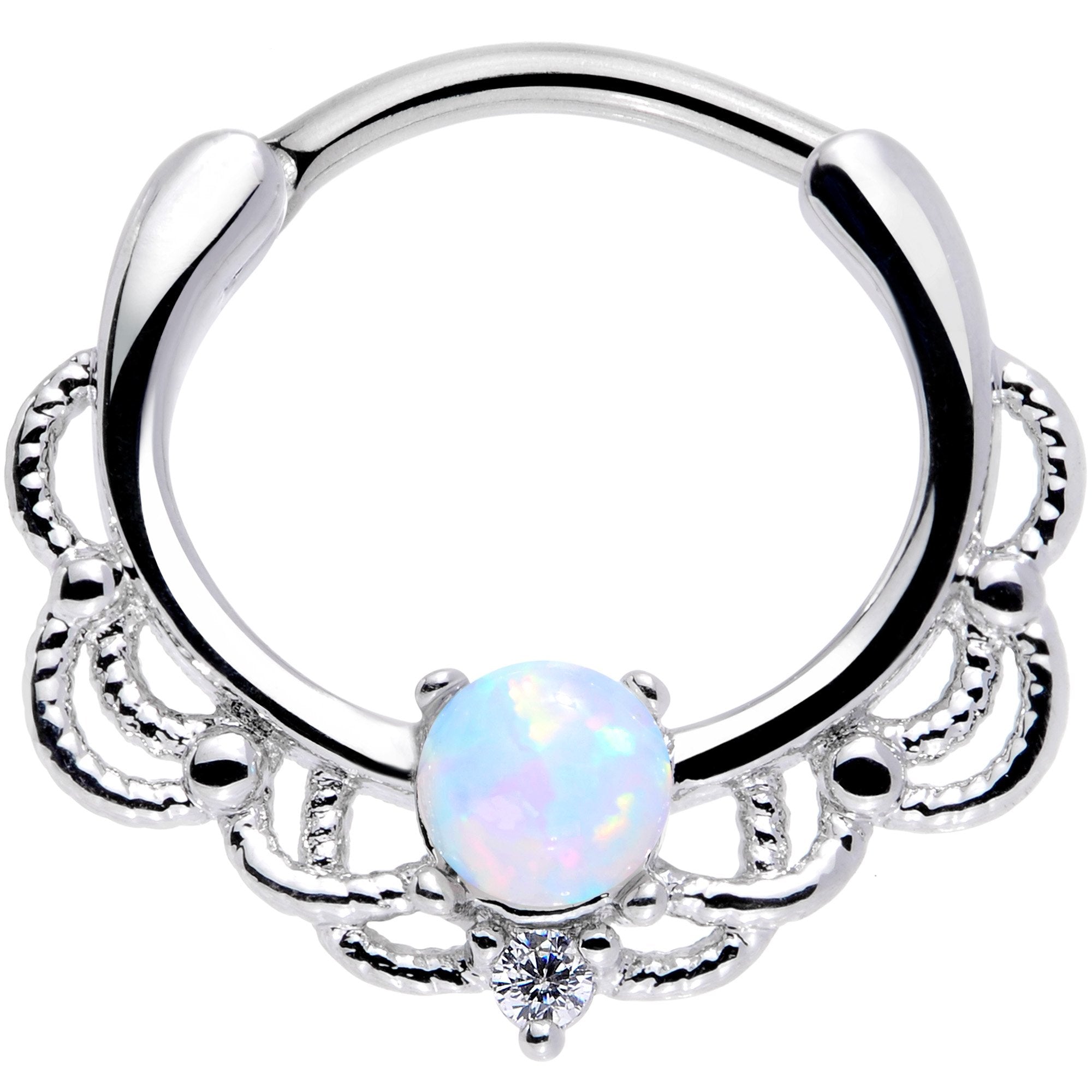16G 3/8 White Faux Opal Life of the Party Septum Clicker