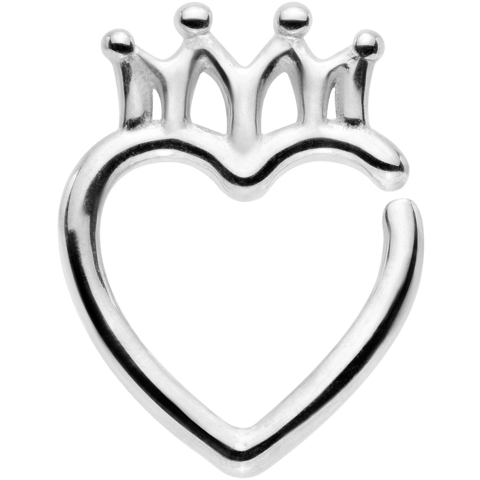 16G 5/16 Royal Crown Heart Right Ear Closure Ring