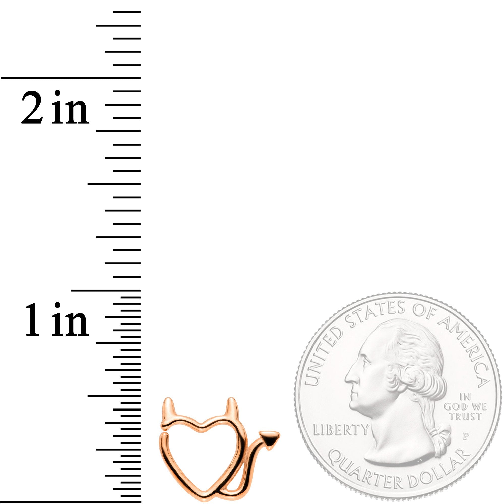 16G 5/16 Rose Gold Tone Little Devil Heart Closure Ring