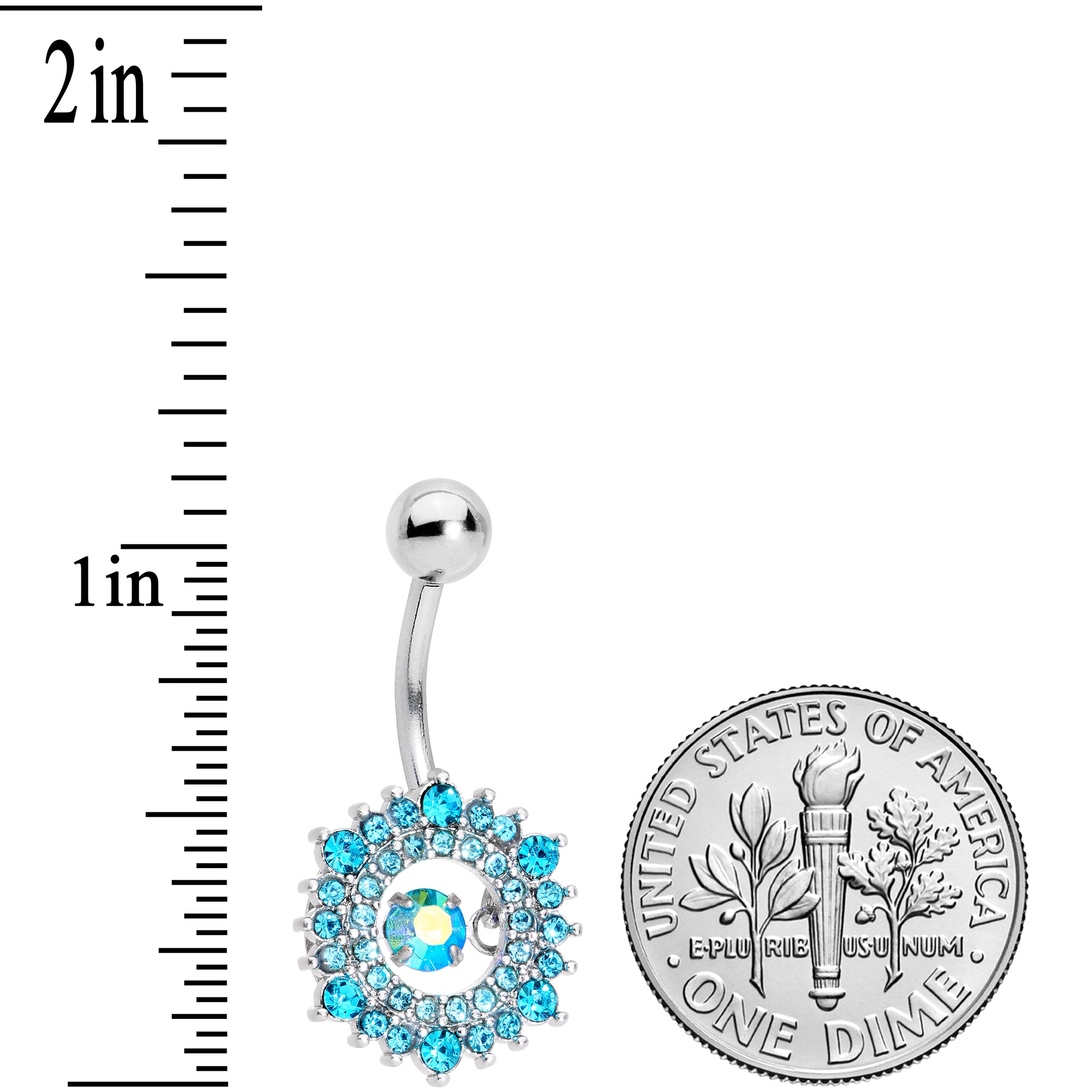 Aqua Gem Elegant Dance Wreath Belly Ring